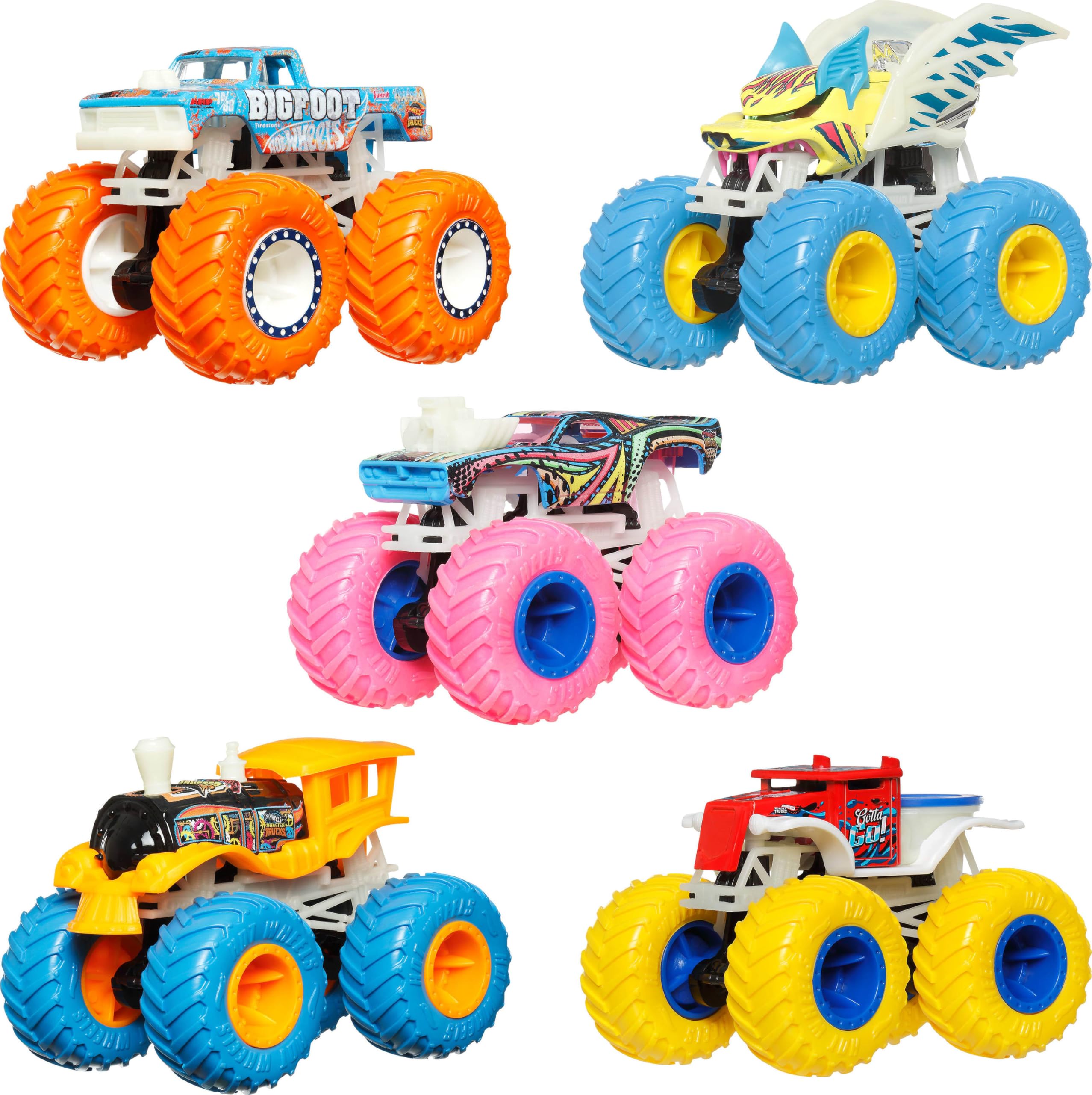HOT WHEELS Monster Truck Glow in the dark JFX08, Retro-tri Color, 3.74 x 2.5 x 2.5 inches - Image 2