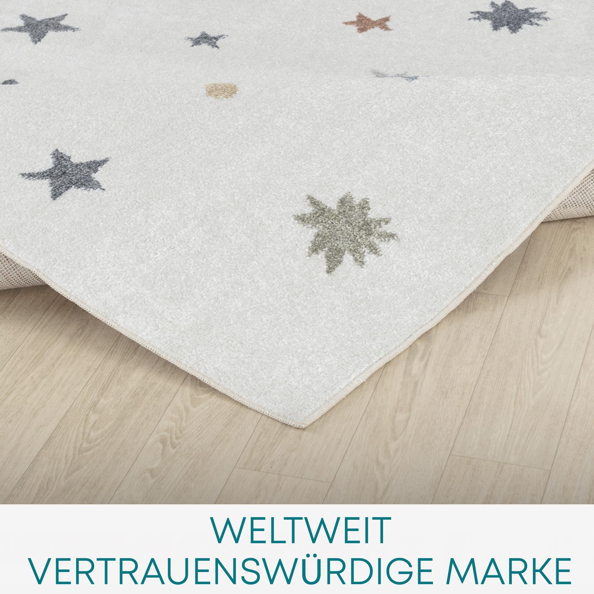 Livabliss Stelle Tappeto Bambini Tappeto Bambino Cameretta, Asilo o Sala Giochi, Tappeti per l'area della stanza dei Bambini, Accessori per Camera da Letto dei Bebè, Crema 120x170 cm