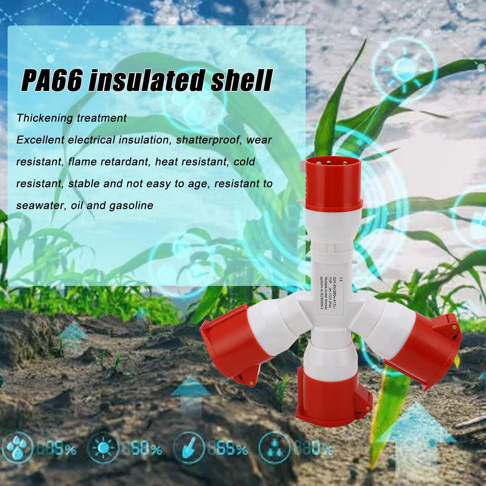 Spina Impermeabile Industriale Multifunzionale 1 Ingresso 3 Uscite Spina Industriale a 5 Pin Spina Industriale 3P+N+E 380‑415V 32A
