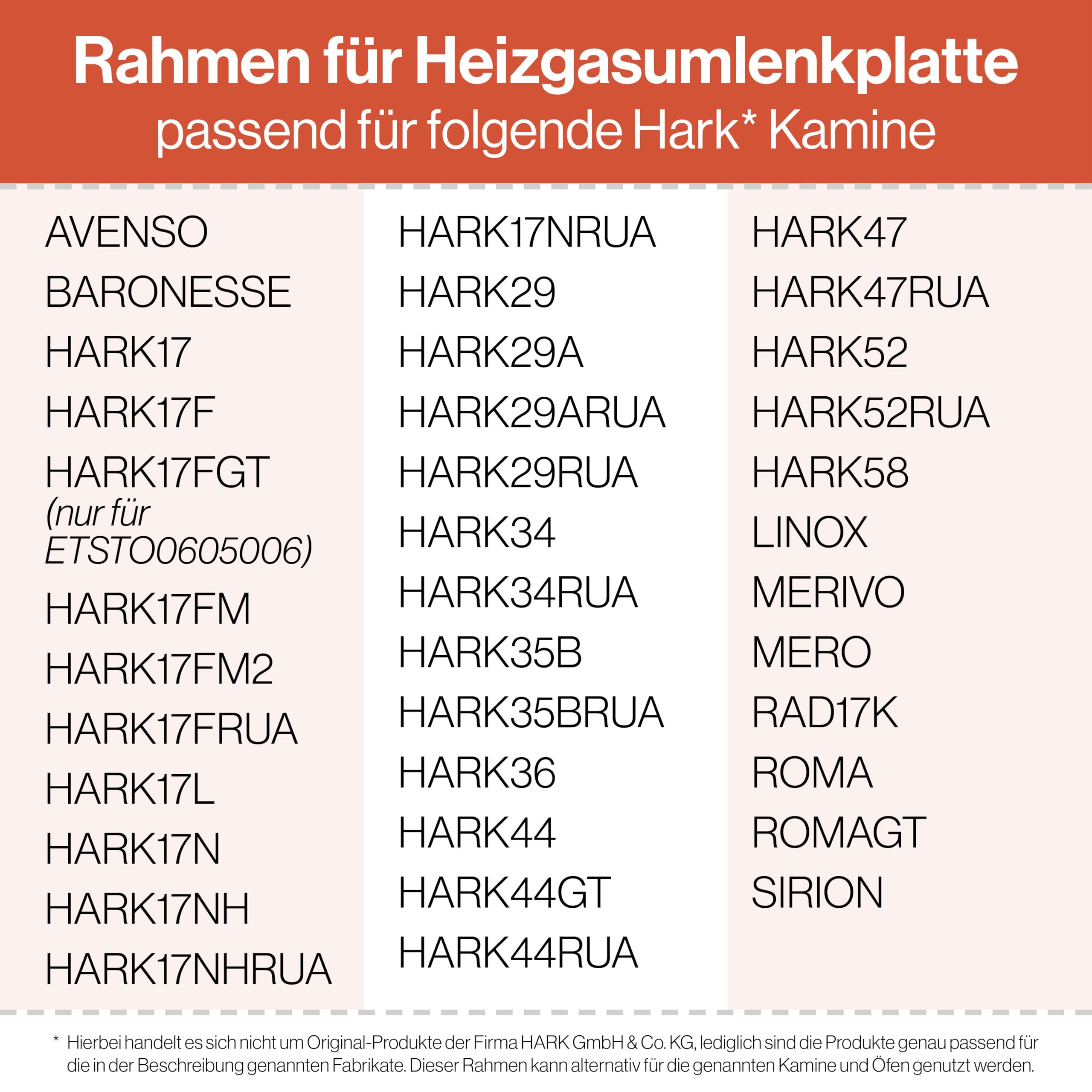 Feuerfest 123 - Rahmen für Heizgasumlenkplatte 398x211x22 mm, kompatibel mit Hark Kaminofen, Edelstahlrahmen Zugumlenkung zum Nachrüsten für Kamine und Öfen