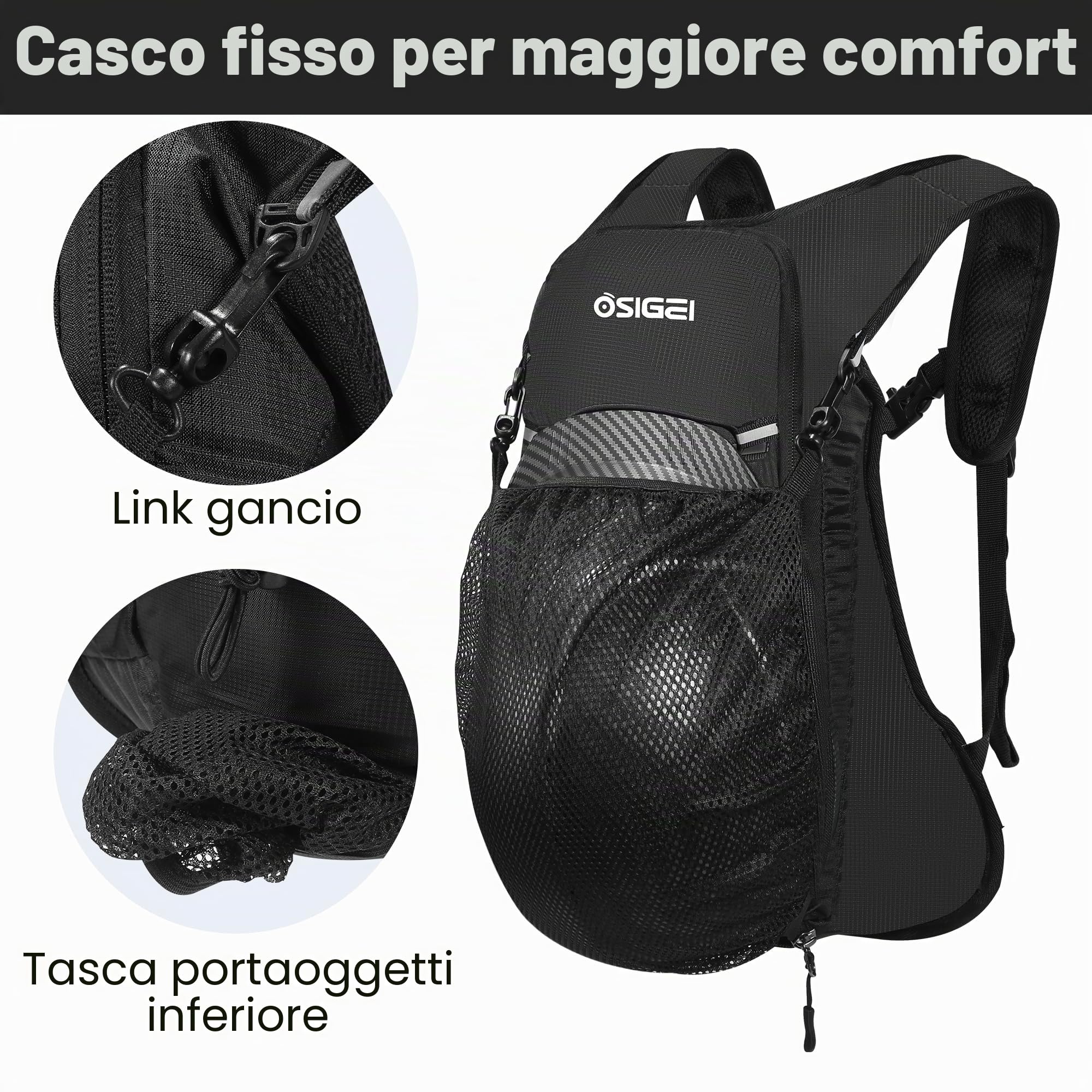 Zaino da Ciclismo Ultraleggero con Rete per Casco, Impermeabile, per Escursioni, Arrampicata, Corsa, Campeggio, Sport, Nero, 6,75 L