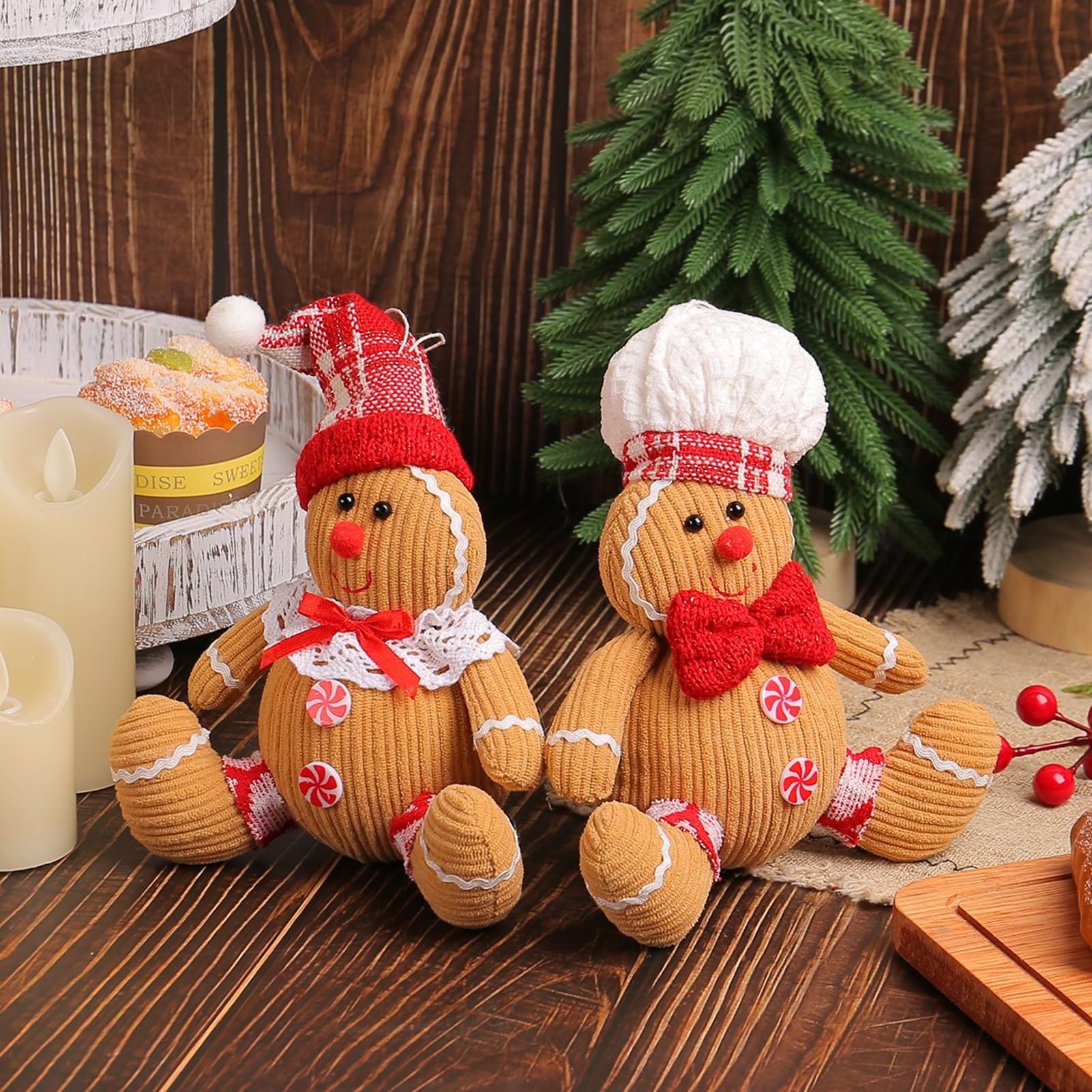 2 Pezzi di Ornamenti con Omini di Pan di Zenzero, Ornamenti con Omini di Pan di