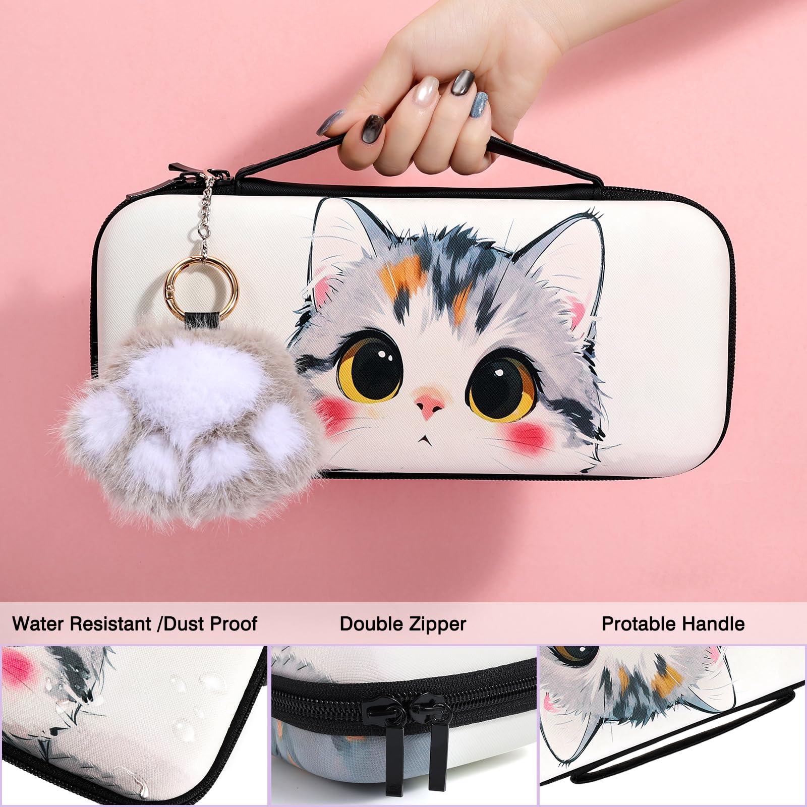 DLseego Étui de Transport pour Switch 2,Portable Chat Sac de Transport,Blanc