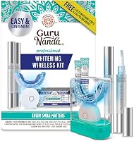 GuruNanda Wireless Teeth Whitening Kit with LED Light & Pen - 40 Treatments Remove Coffee, Food, Soda Stains