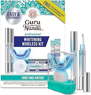 GuruNanda Professional Teeth Whitening Wireless Kit with LED Light & Whitening Pen, Helps Remove