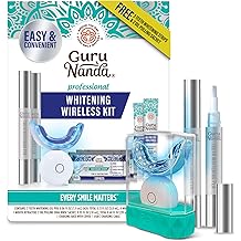 GuruNanda Professional Teeth Whitening Wireless Kit with LED Light &amp; Whitening Pen, Helps Remove Surface Stains from Coffee, Food, Soda, 40 Treatments