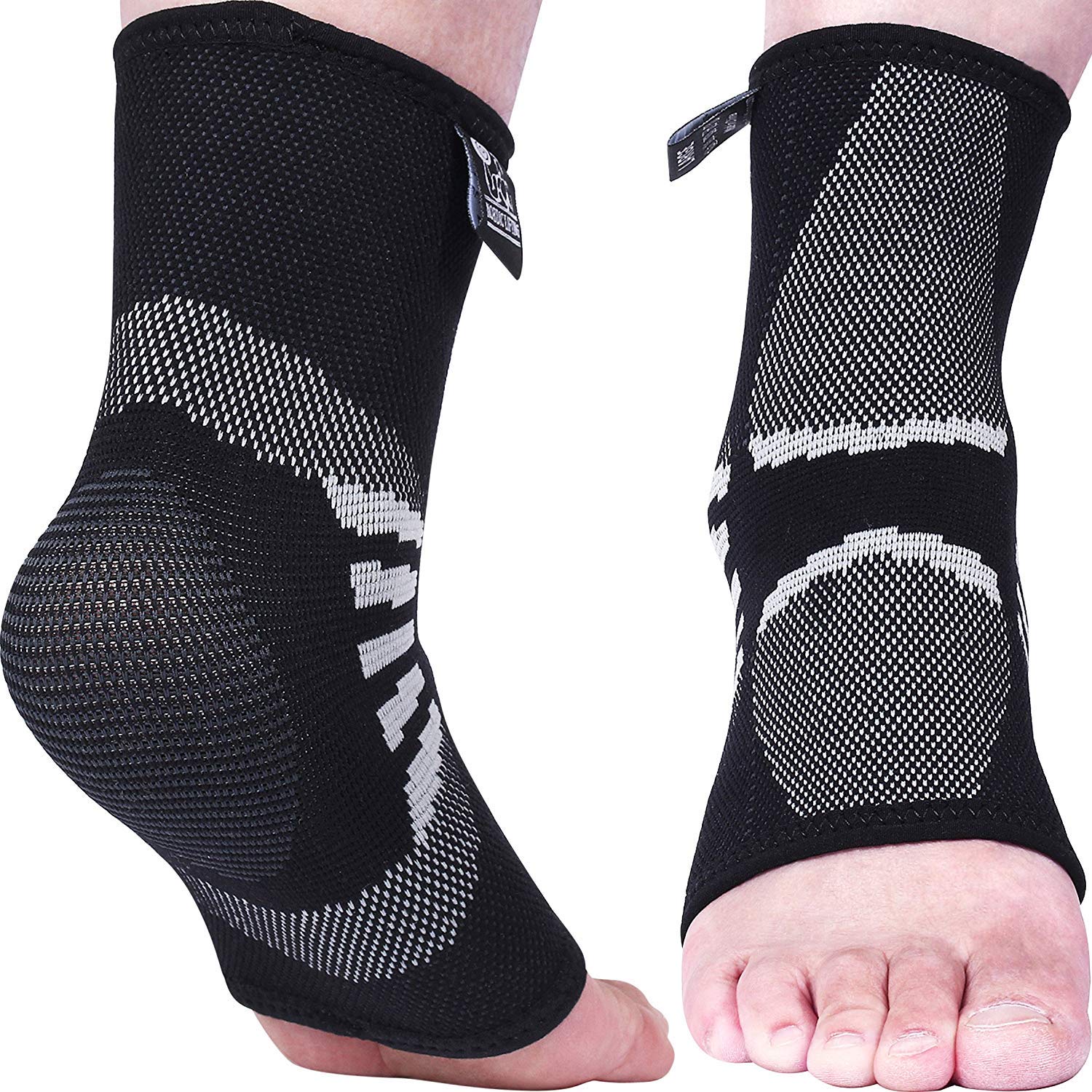 Nordic Lifting Ankle Compression Sleeves (1 Pair) - Support for Injury Recovery & Prevention - 1 Year Warranty