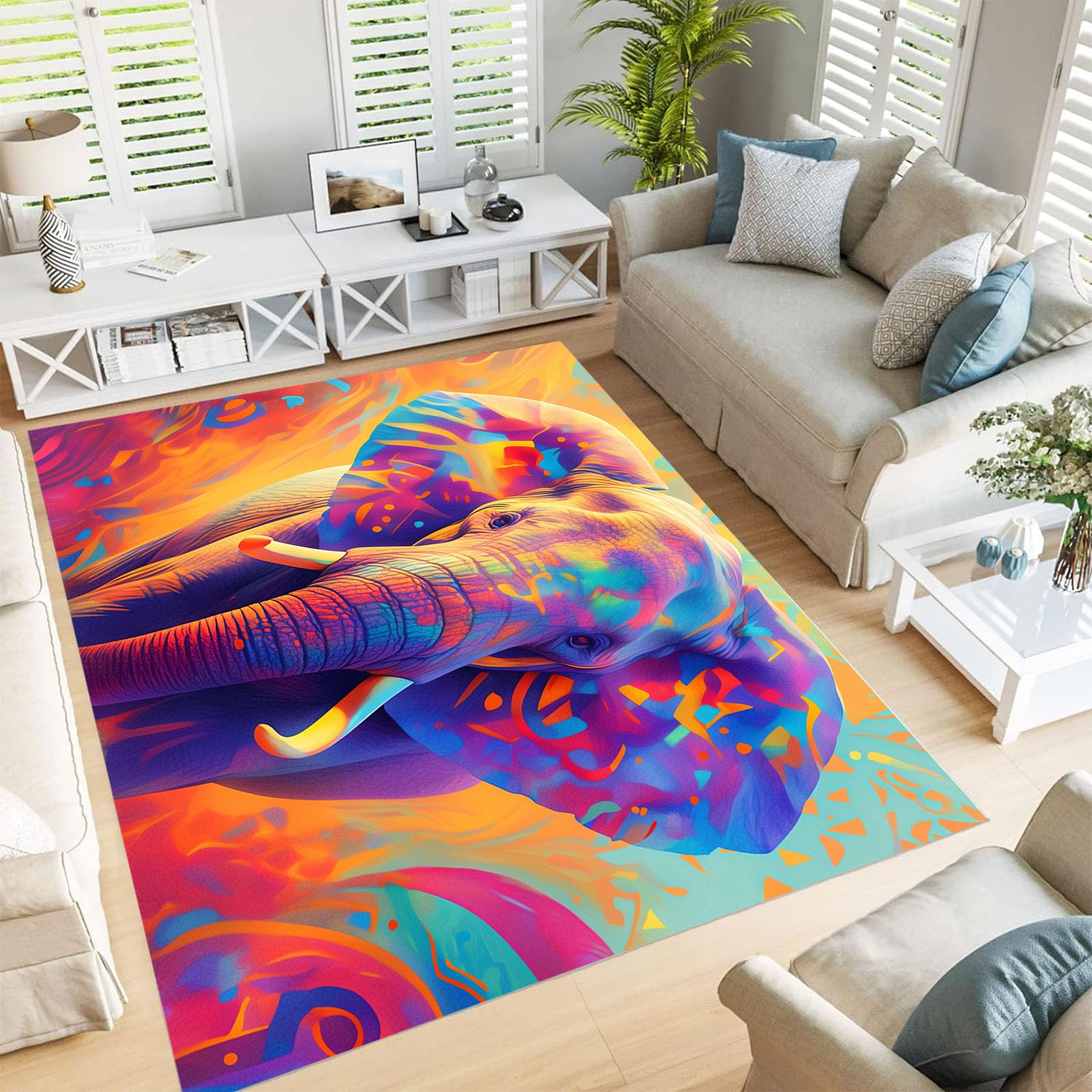Tapis de bureau éléphant d'Afrique lavable et doux