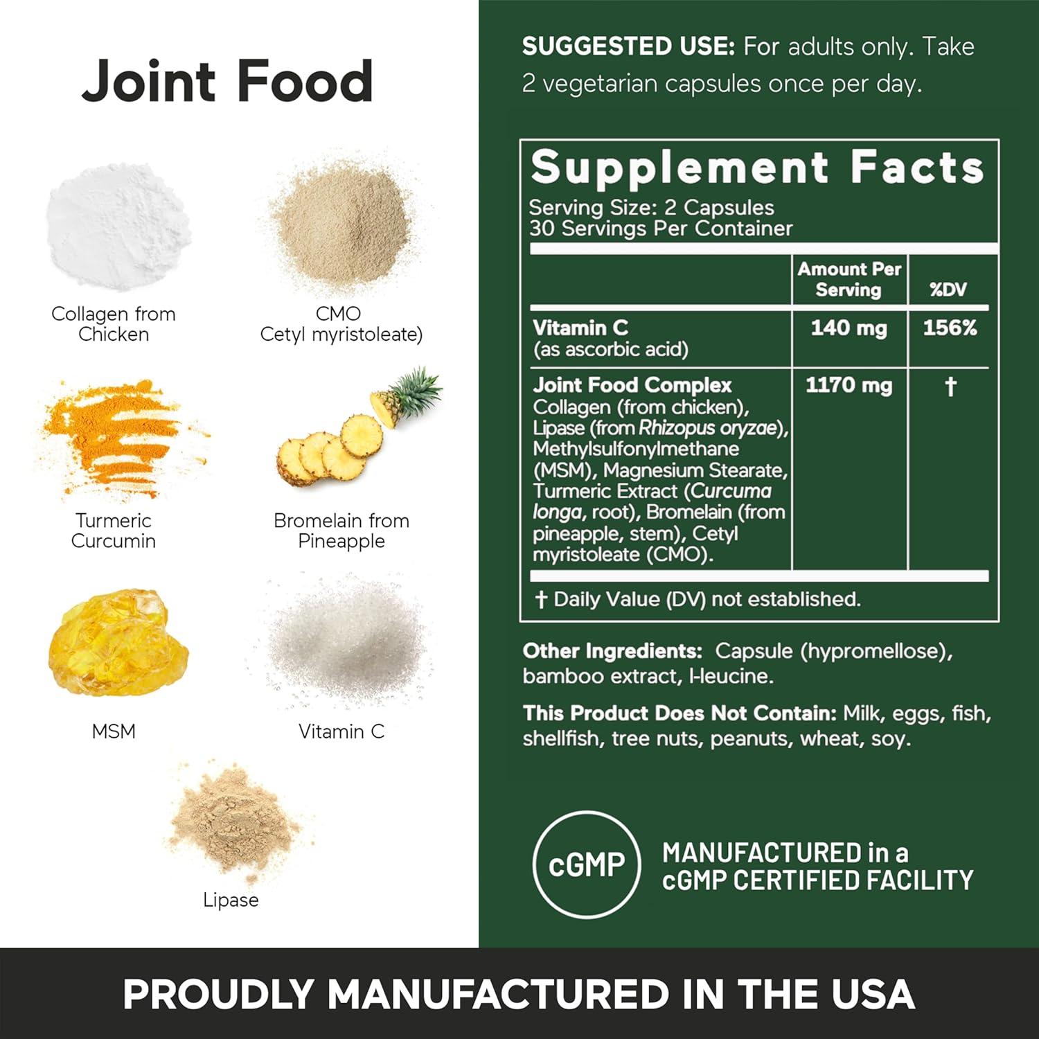 SMARTERNUTRITION Joint Food - Nourishing Support for Joint Comfort, Lubrication, Mobility with Collagen Type II, Lipase, MSM, Vitamin C, Turmeric, Bromelain - 180 Count(Pack of 3) - 90-Day Supply