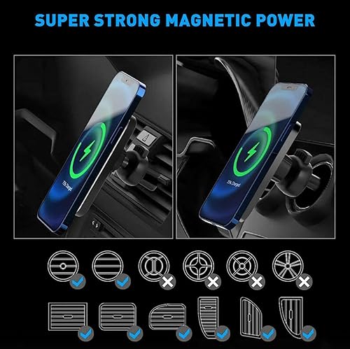 Miniatura 4 de Cargador magnético inalámbrico para automóvil de 15 W, compatible con fundas MagSafe, para iPhone 15141312 Pro Max, Pro y Mini modelos, para Samsung