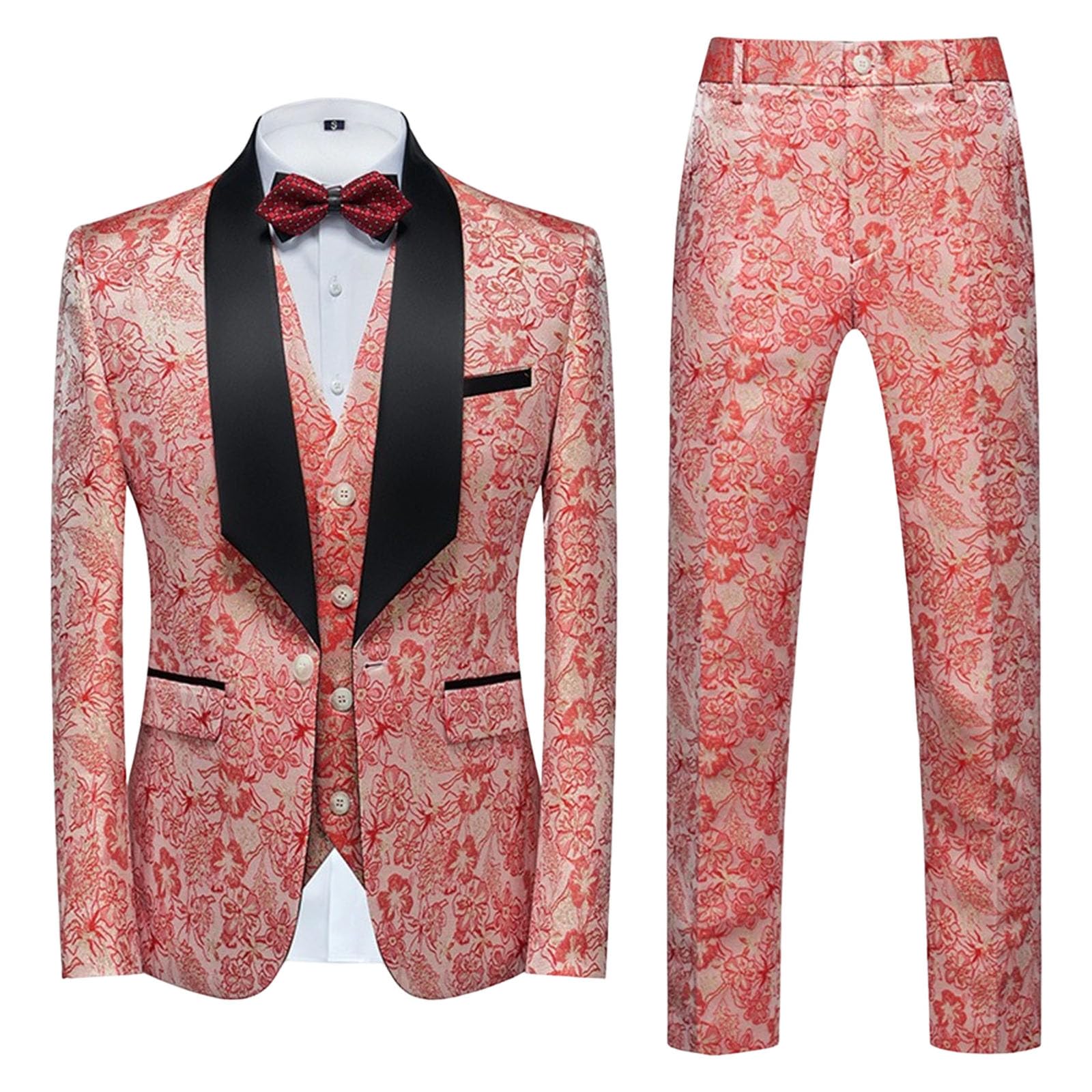 Costume 3 pièces pour homme - Motif cachemire - Jacquard - Smoking - Pour mariage, marié, blazer, pantalon et gilet