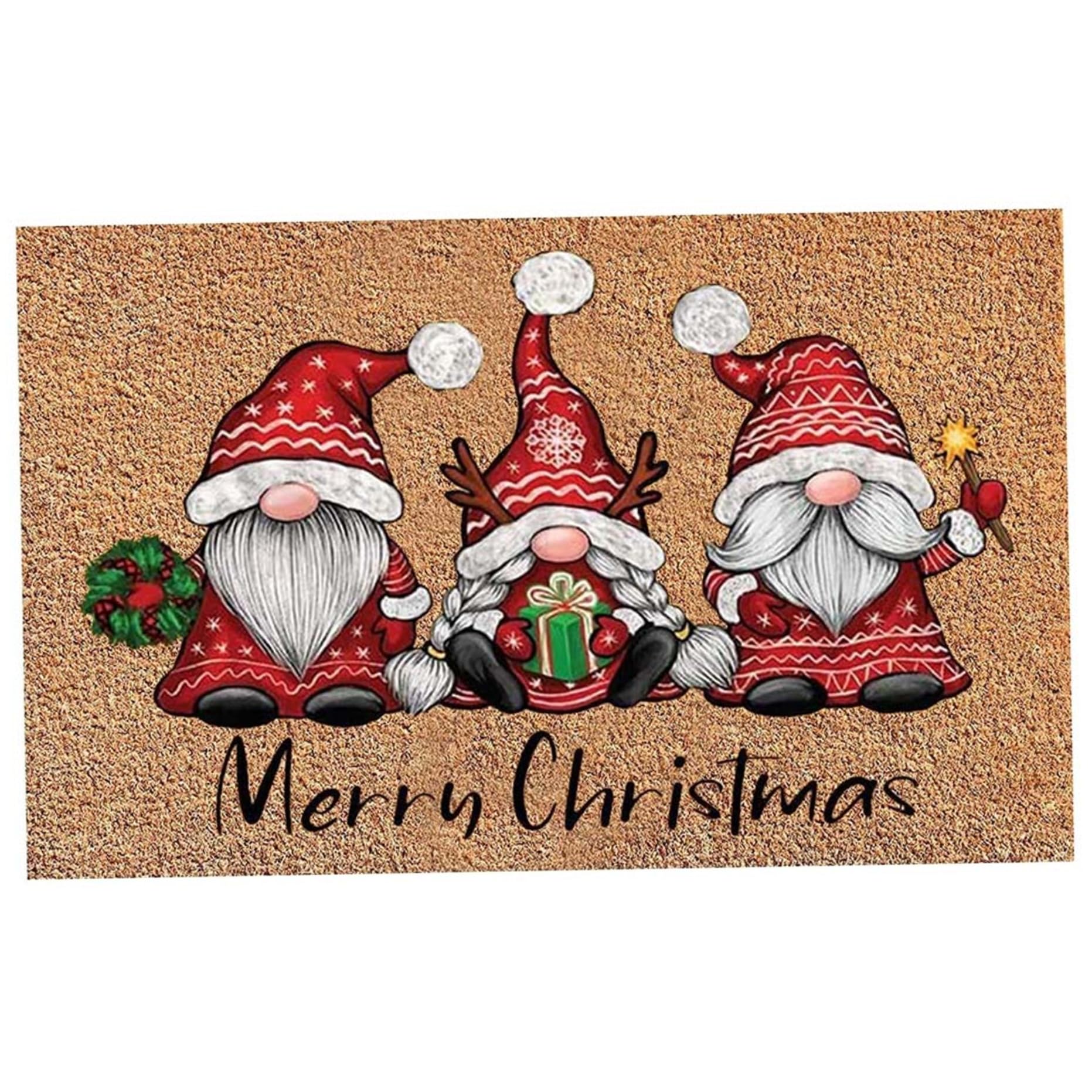Alfombra navideña para Puerta, Alfombra navideña de 24x16 Pulgadas, Antideslizante, para Puerta de gnomo de Feliz Navidad, de Entrada de Terciopelo para Decoraciones navideñas