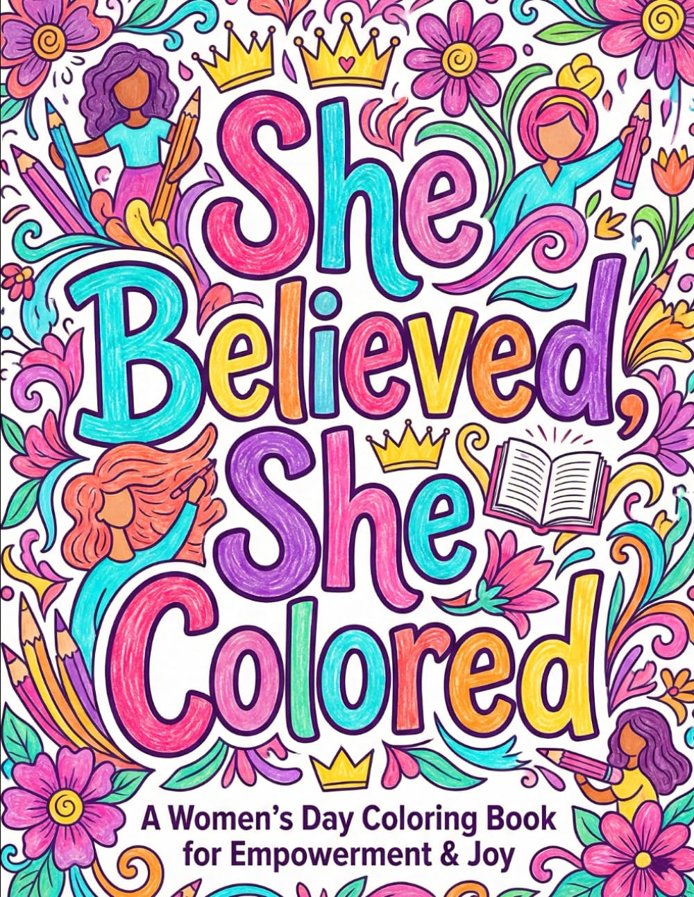 She Believed She Colored Coloring Book: Celebrate Women's Day with 50+ Empowering Coloring pages For Womens (Women’s Day Coloring Book Series)