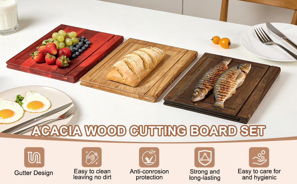 Set de Tablas de Cortar de Madera AODANC 3 piezas miniatura 7