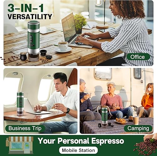 Miniatura 5 de Cafetera portátil de café expreso con batería para viajes, 20 bar Mini cafetera de viaje