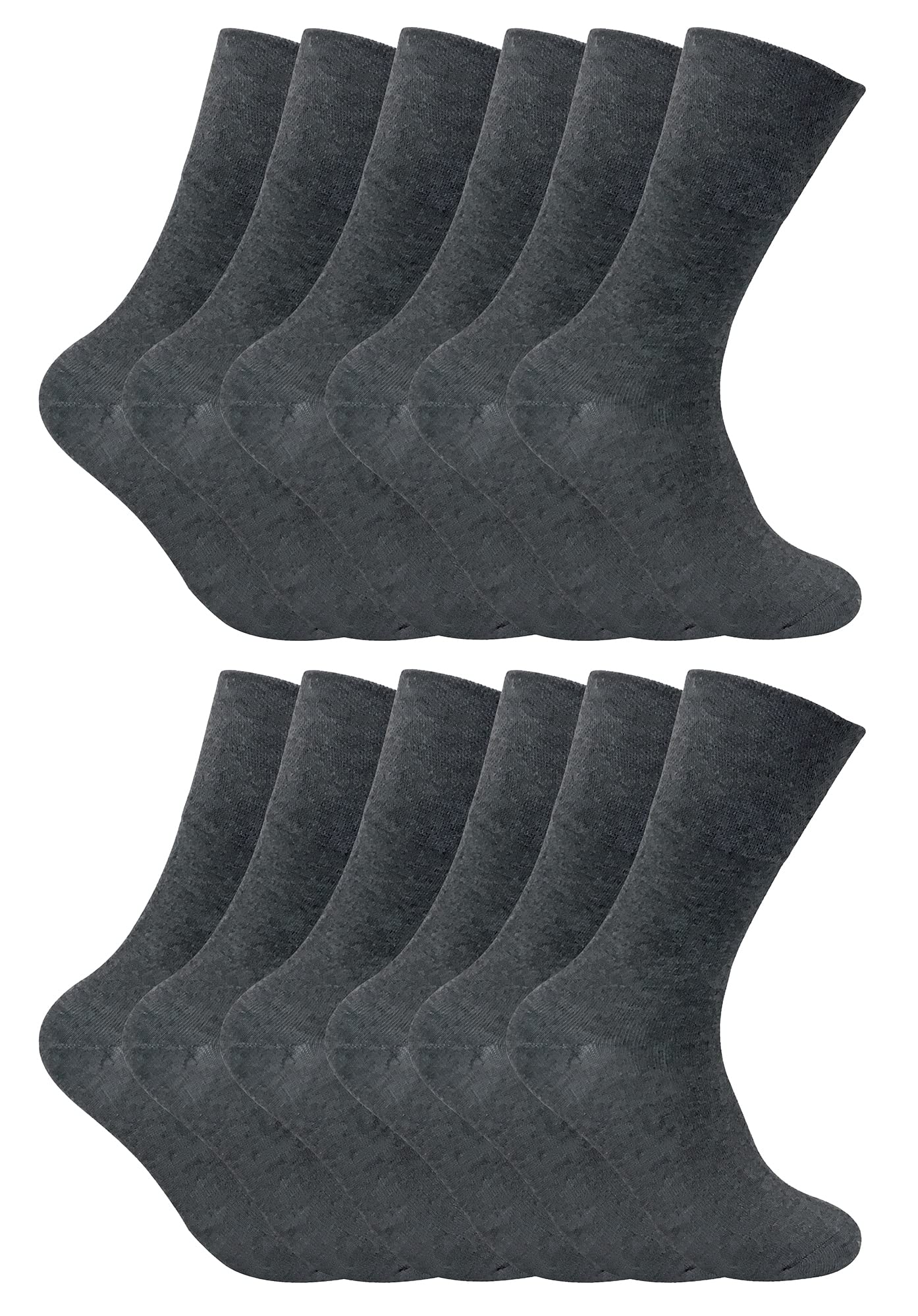 12 Pairs Mens Thermal Diabetic Socks | Sock Snob | Non Elastic Extra Wide Diabetic Socks for Poor Circulation (6-11, Grey)