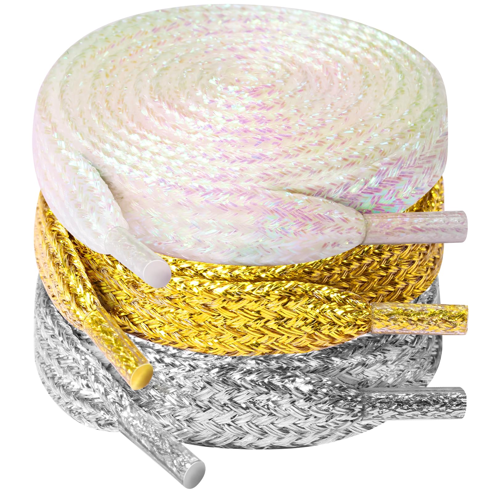 UpUGo 3 Pair Flat Shoe laces, 5/16" Wide Shoelaces for Athletic Running Sneakers Shoes Boot Strings