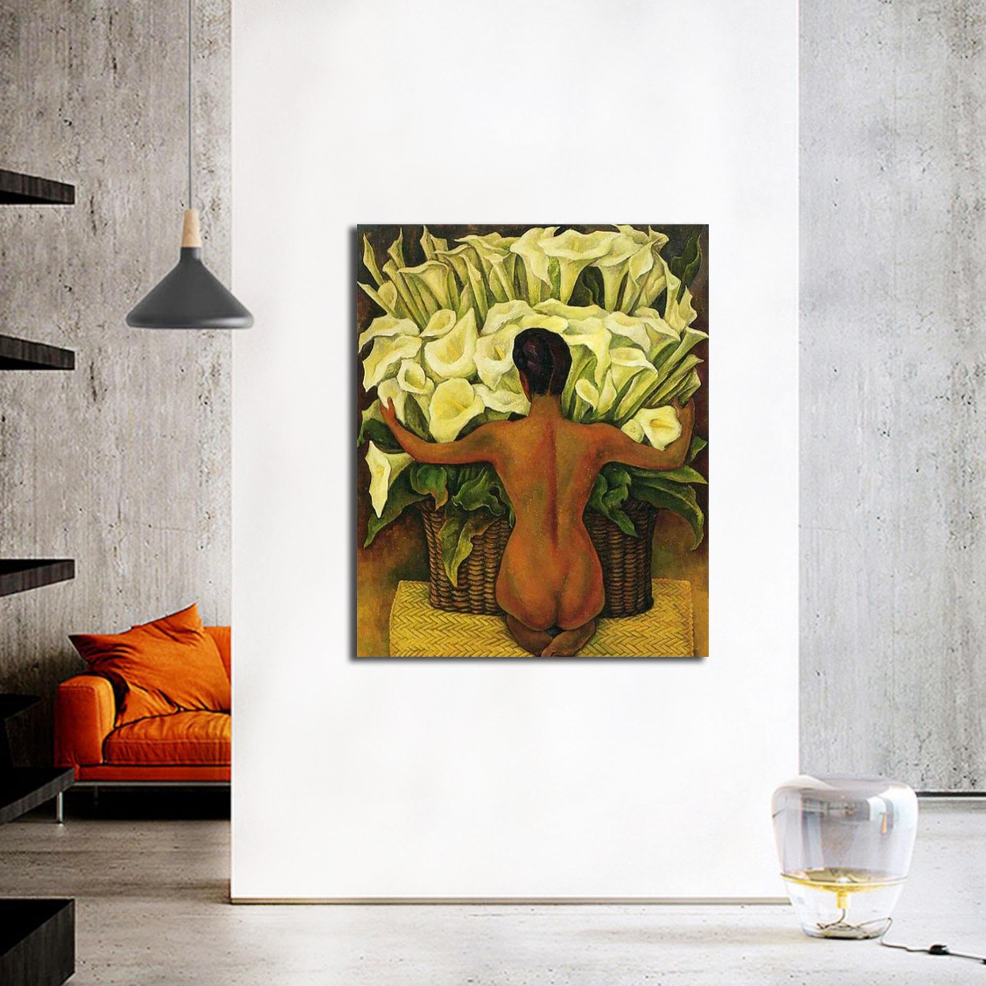 GJRYHXT Cuadro de Diego Rivera: Mujer con alcatraces. Reproducción de obras de arte famosas en lienzo. Cuadro decorativo para salón 60x70cm Solo lienzo