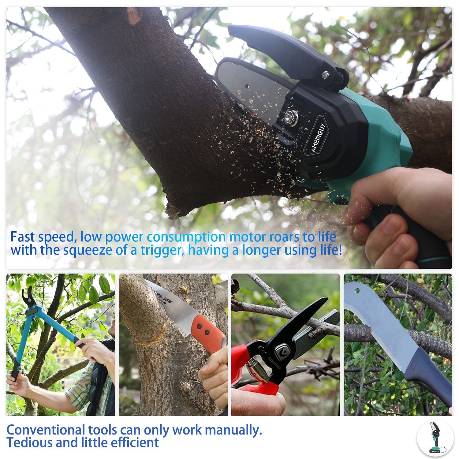 Buy Mini Chainsaw Cordless Battery PowerChainSaws 4 Inch Electric