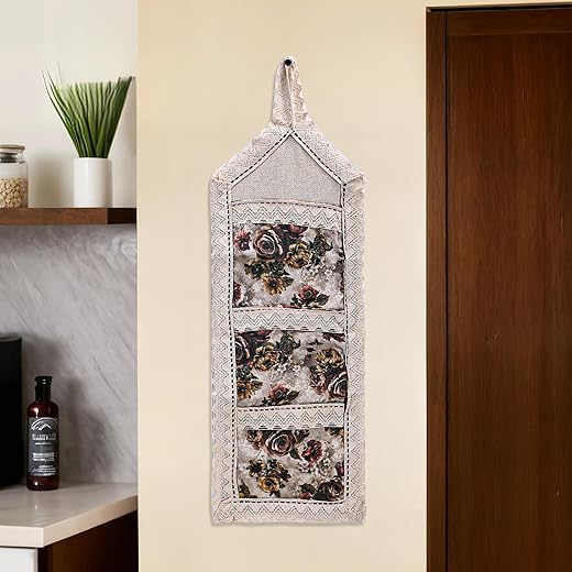 Kuber Industries Jute Wall Hanging Bag - Brown