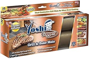 Yoshi Copper Grill and Bake Mats – No-Mess Grilling and Baking Mats...