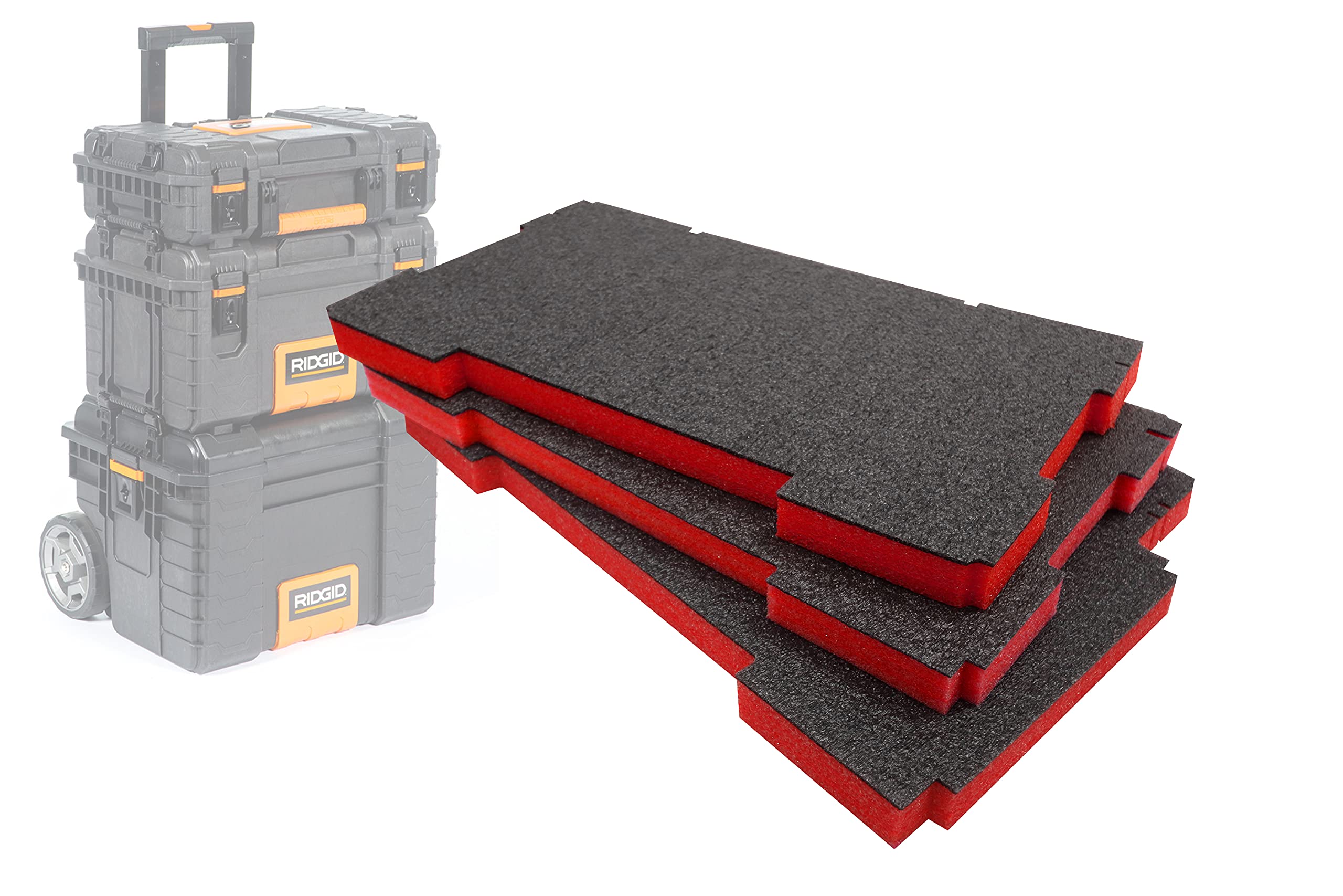 Shadow Foam Easy Peel - Insertos de espuma para el sistema Ridgid Toolbox Pro [paquete triple rojo de 30 mm] para organizador de herramientas Ridgid Pro, caja de herramientas Pro y carrito de