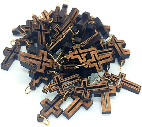 Miniatura 8 de Zuluf Small Laser Cut Wooden Charms Pendants from Jerusalem Holy Land – Christian Rosary & Jewelry Making Supplies – Mini Authentic Bethlehem Crafts