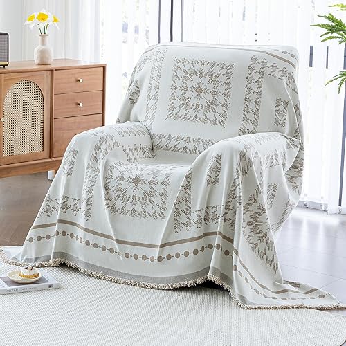 Miniatura 22 de Funda de sofá a rayas, estilo bohemio, funda de sofá para perros, fundas de sofá grandes para sofá biplaza, fundas de sofá de chenilla, lavables