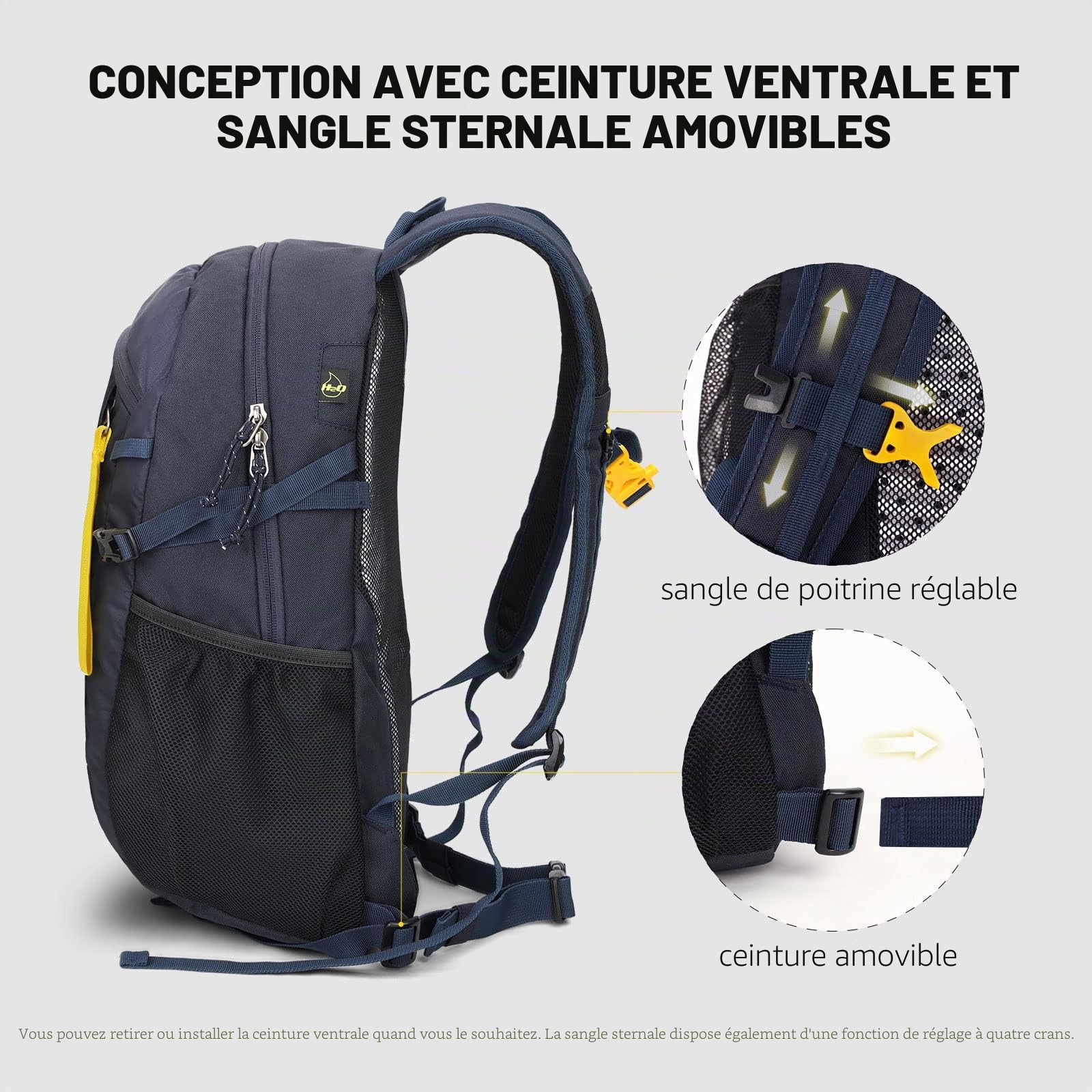 SKYSPER Sac à Dos de Randonnée Ultraléger Sac à Dos avec Système de Ventilation et D'hydratation Dorsale Sac à dos de Trekking en Polyester Respirant 3D Air Mesh Camping en Plein Air
