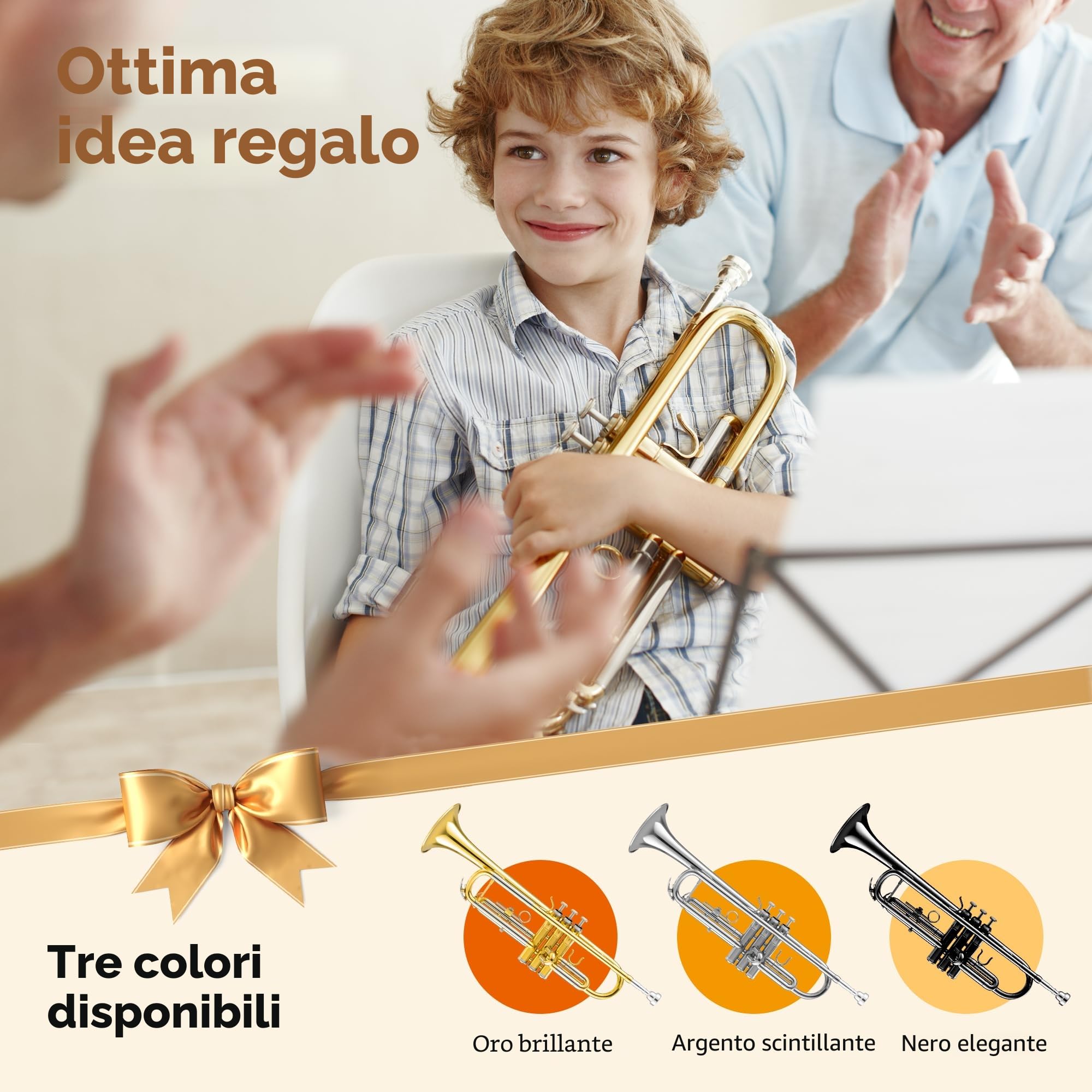 CAHAYA Set Standard per Tromba in Sib: Tromba per Principianti e Studenti - In Ottone, con Custodia Rigida, Bocchino 7C, Guanti e Kit di Pulizia, Dorata