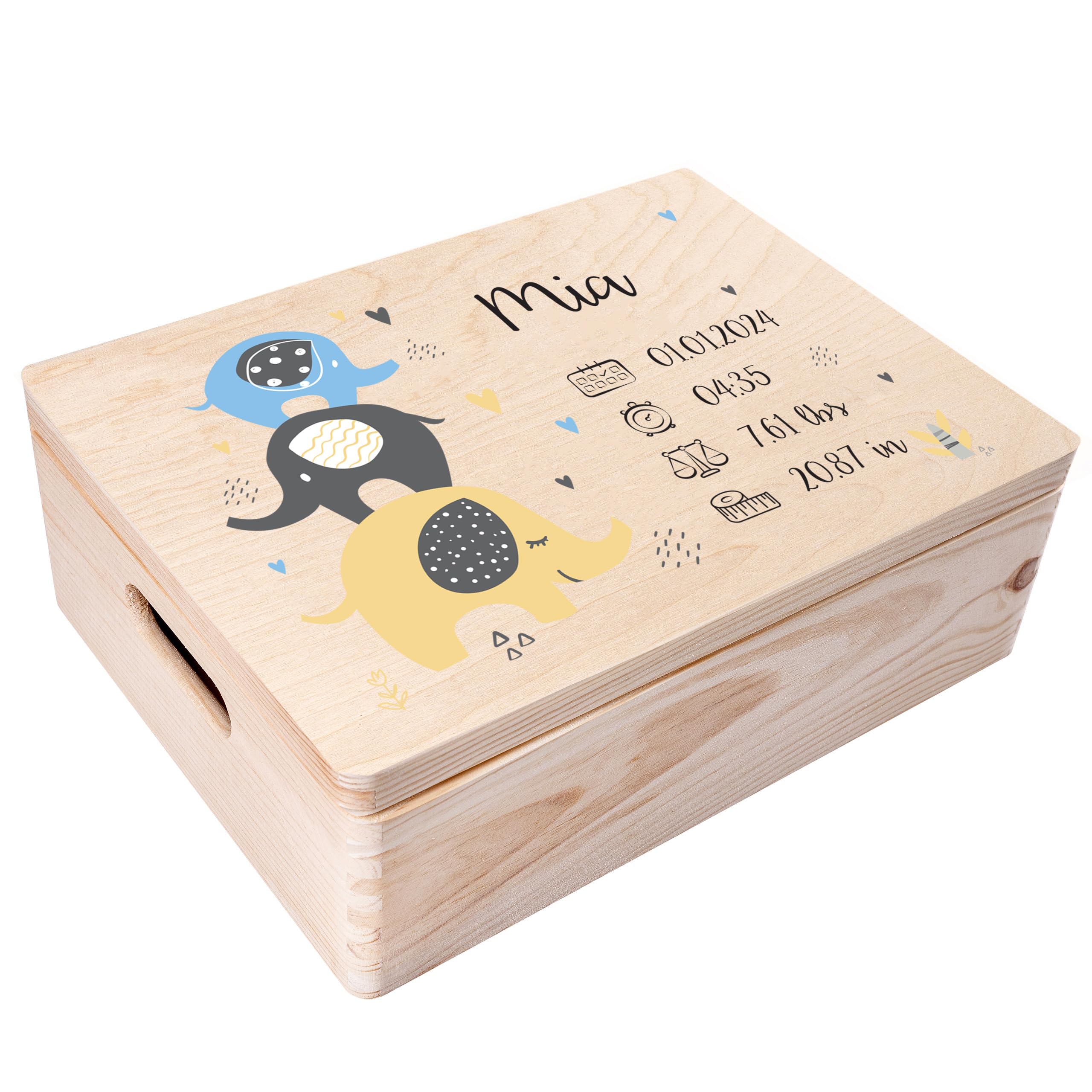Creative Deco Scatola Ricordo Nascita Personalizzata, Elefanti