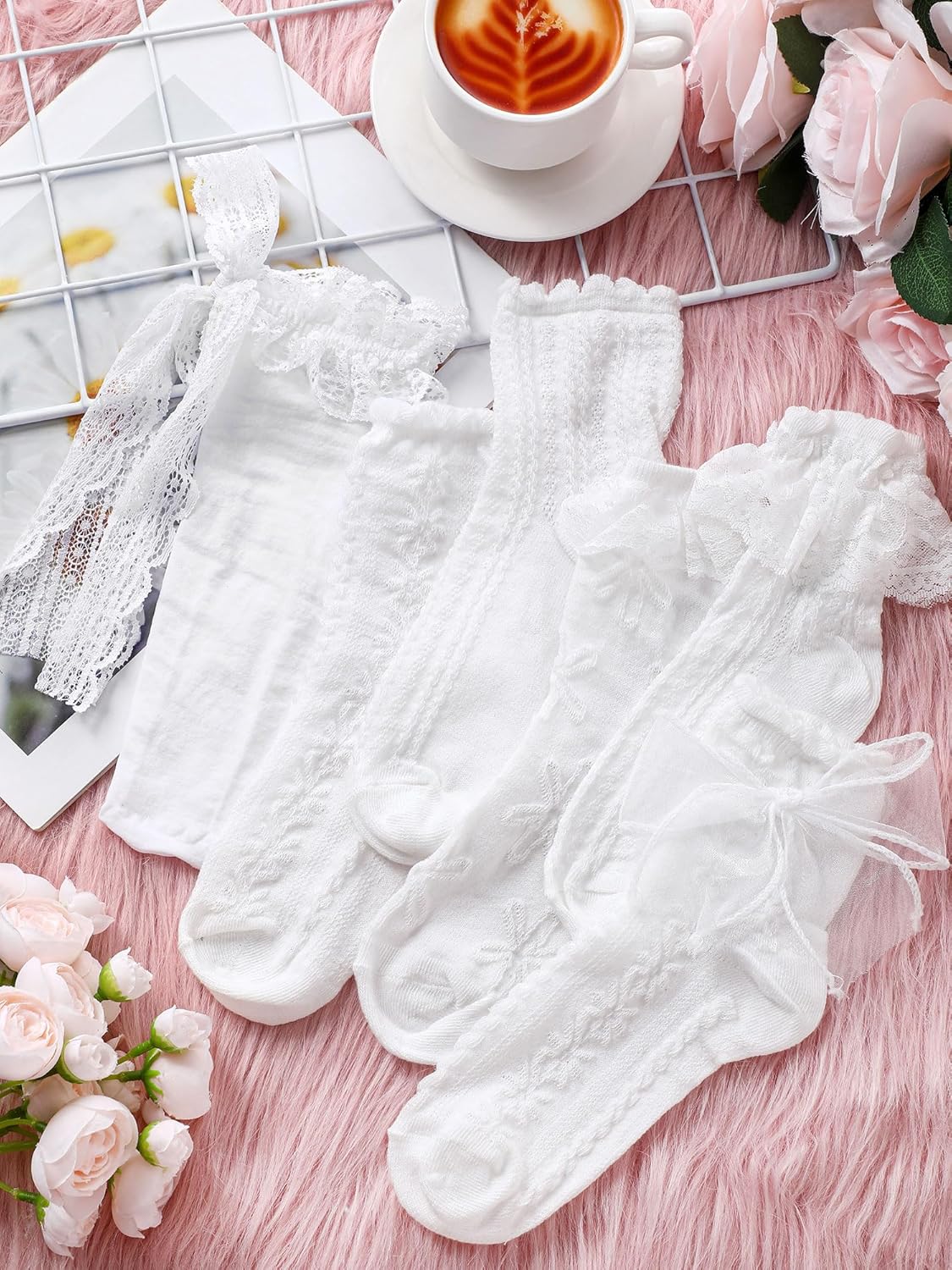 6 Pairs Women's Ruffle Ankle Socks - Lace & Frilly Cute Breathable Thin Cool Casual Socks - Image 7