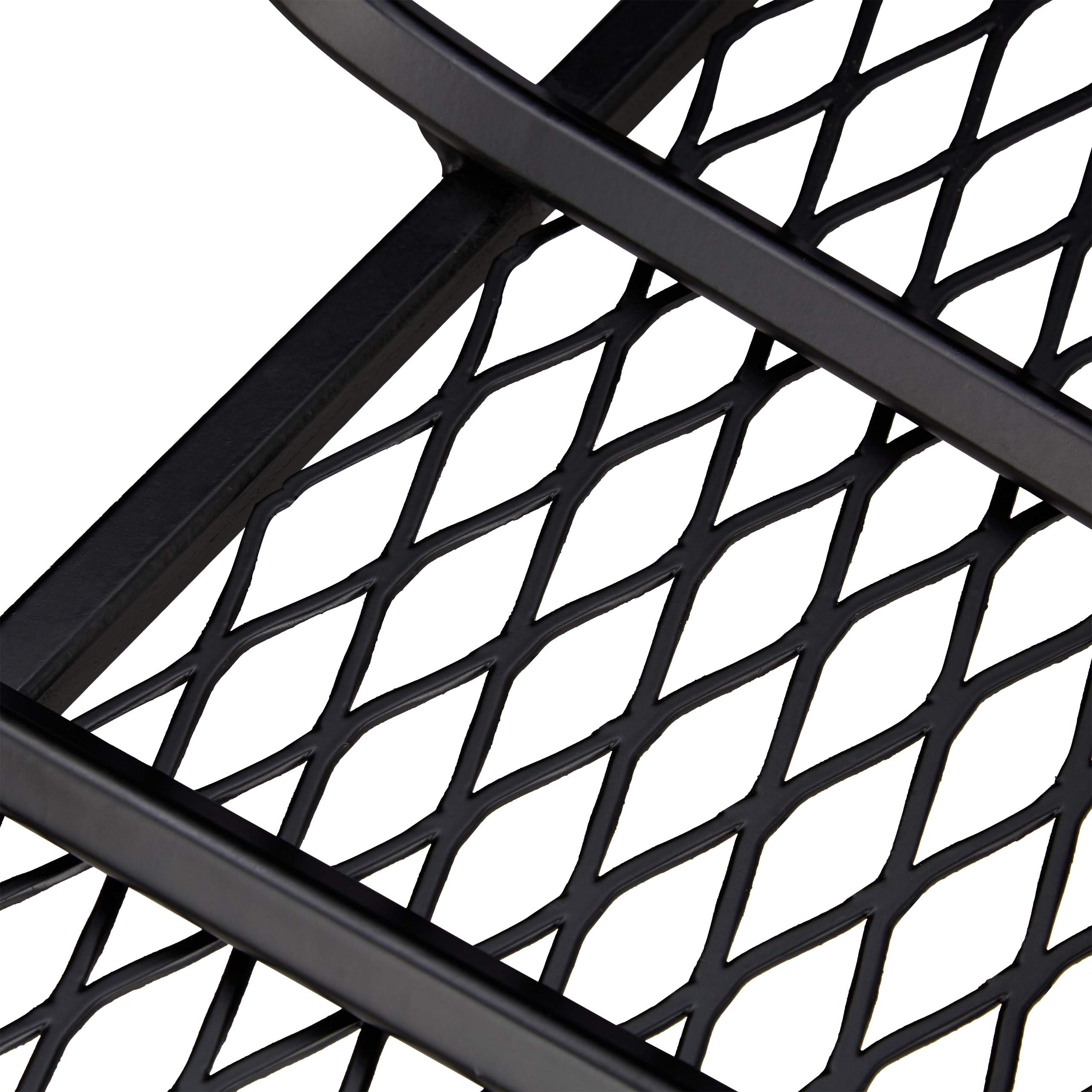 Relaxdays Brucialegna da Camino, Rettangolare, Acciaio, Caminetto con Grill, con Piedi di Appoggio, 16x58x28 cm, Nero