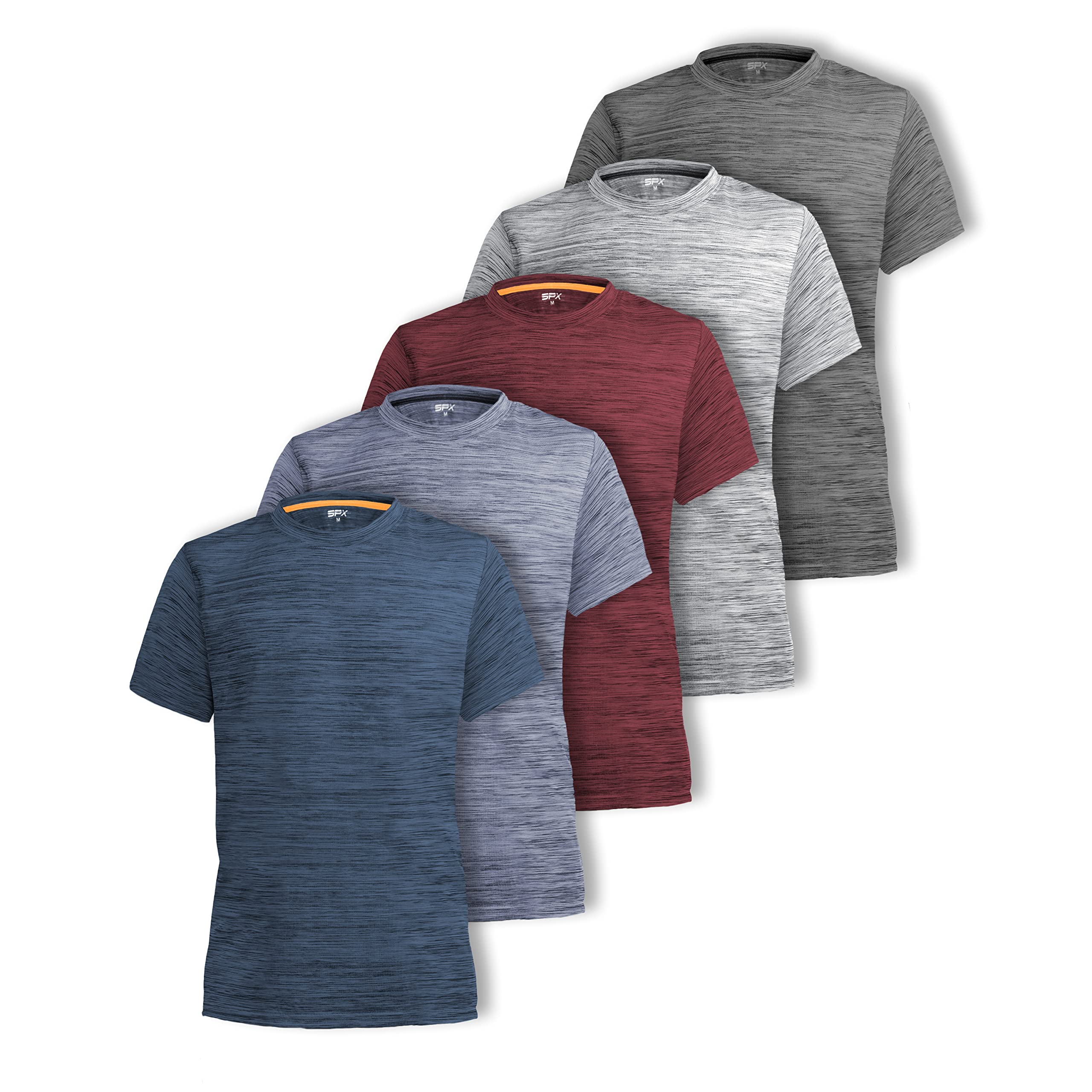 SPXTREME[5 Pack] Mens Dry-Fit Active Athletic Crew Neck T Shirts Running Workout Gym Tee Top