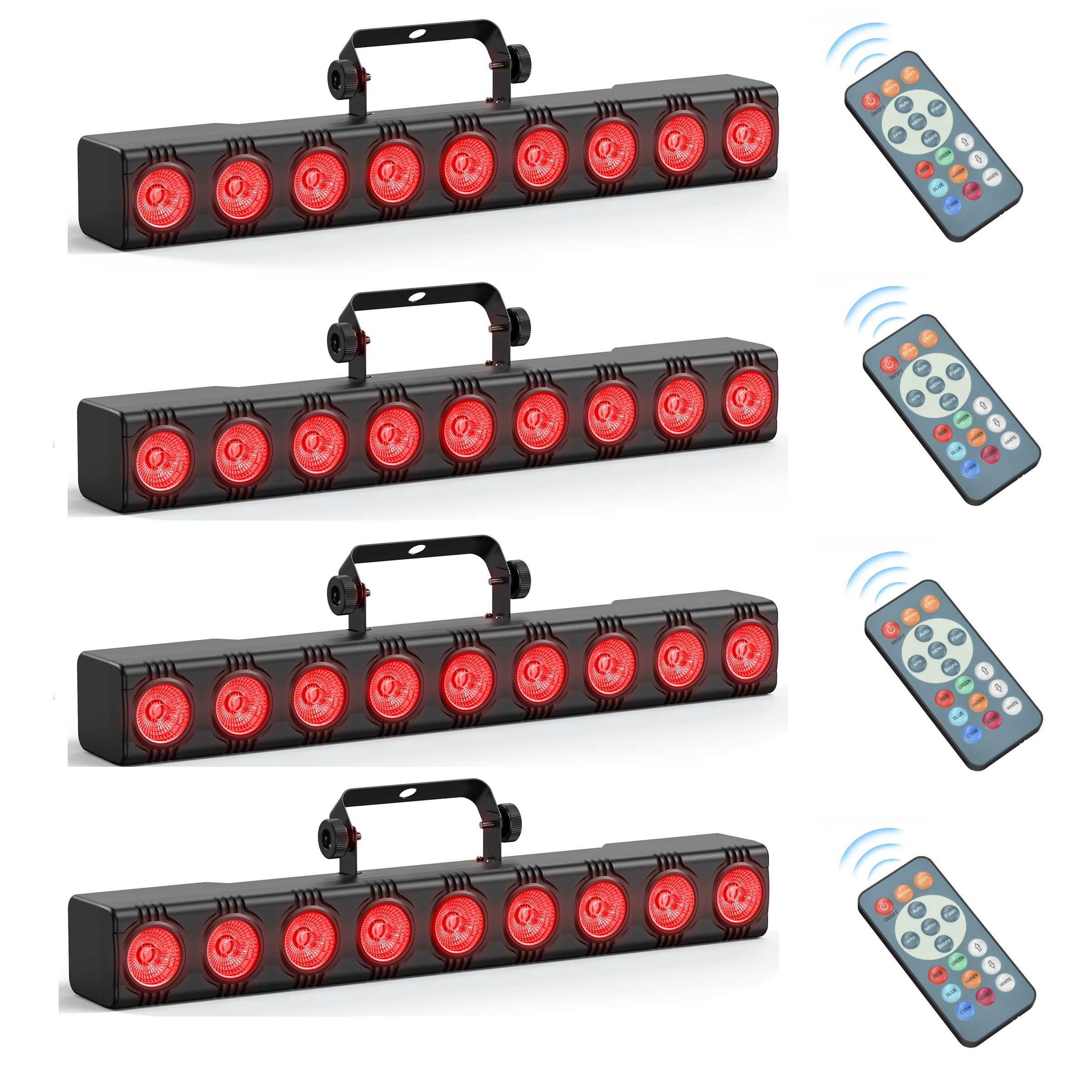Wallwasher Barra Luminosa LED 9 x 6W RGBW Luce da Palcoscenico Luci Discoteca a Ritmo di Musica Centralina dmx Strobo Faretto LED con Remoto Controllo per DJ Feste Esterno, 4 pezzo