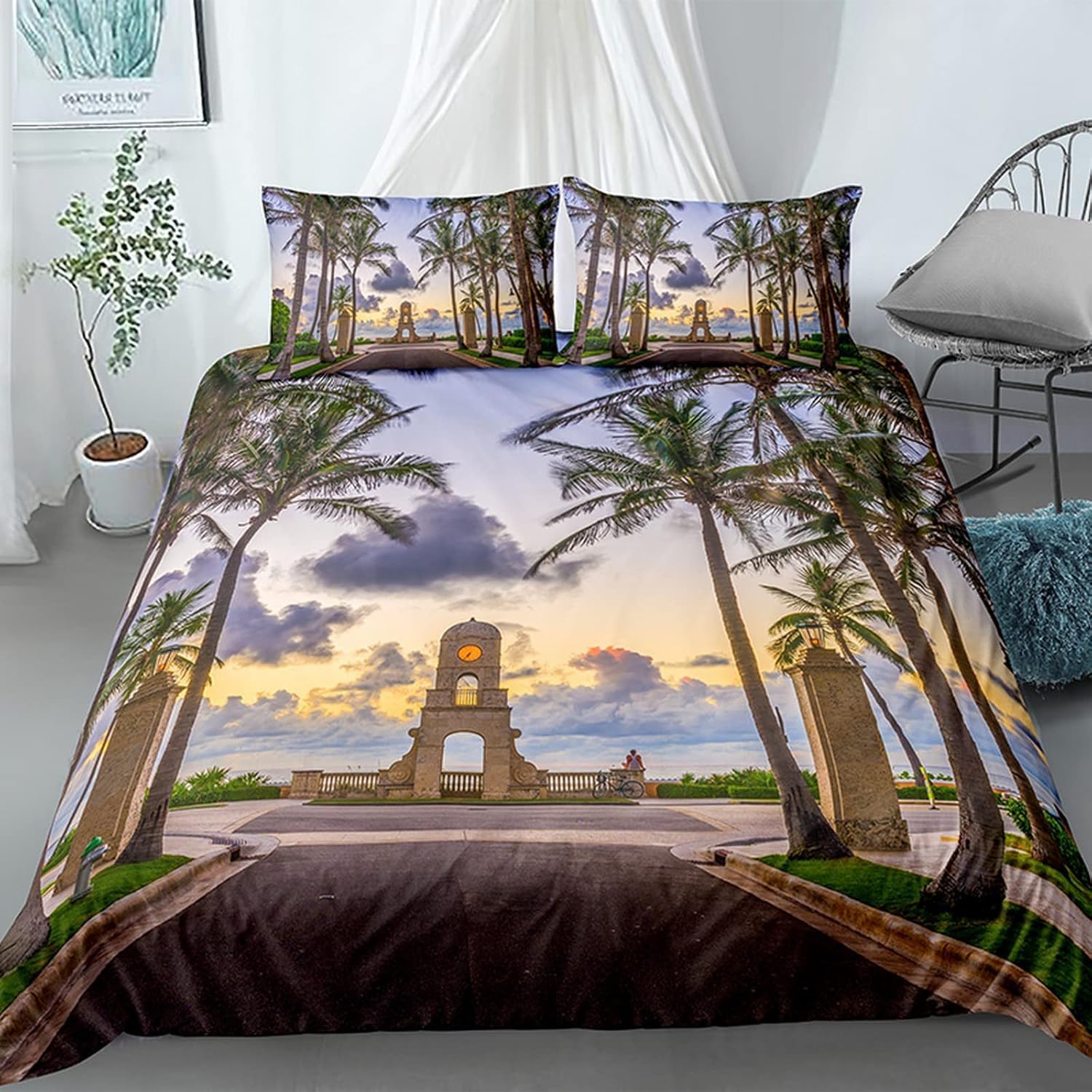 Parure de lit motif 3D avec fermeture éclair cachée pour un couchage rapide