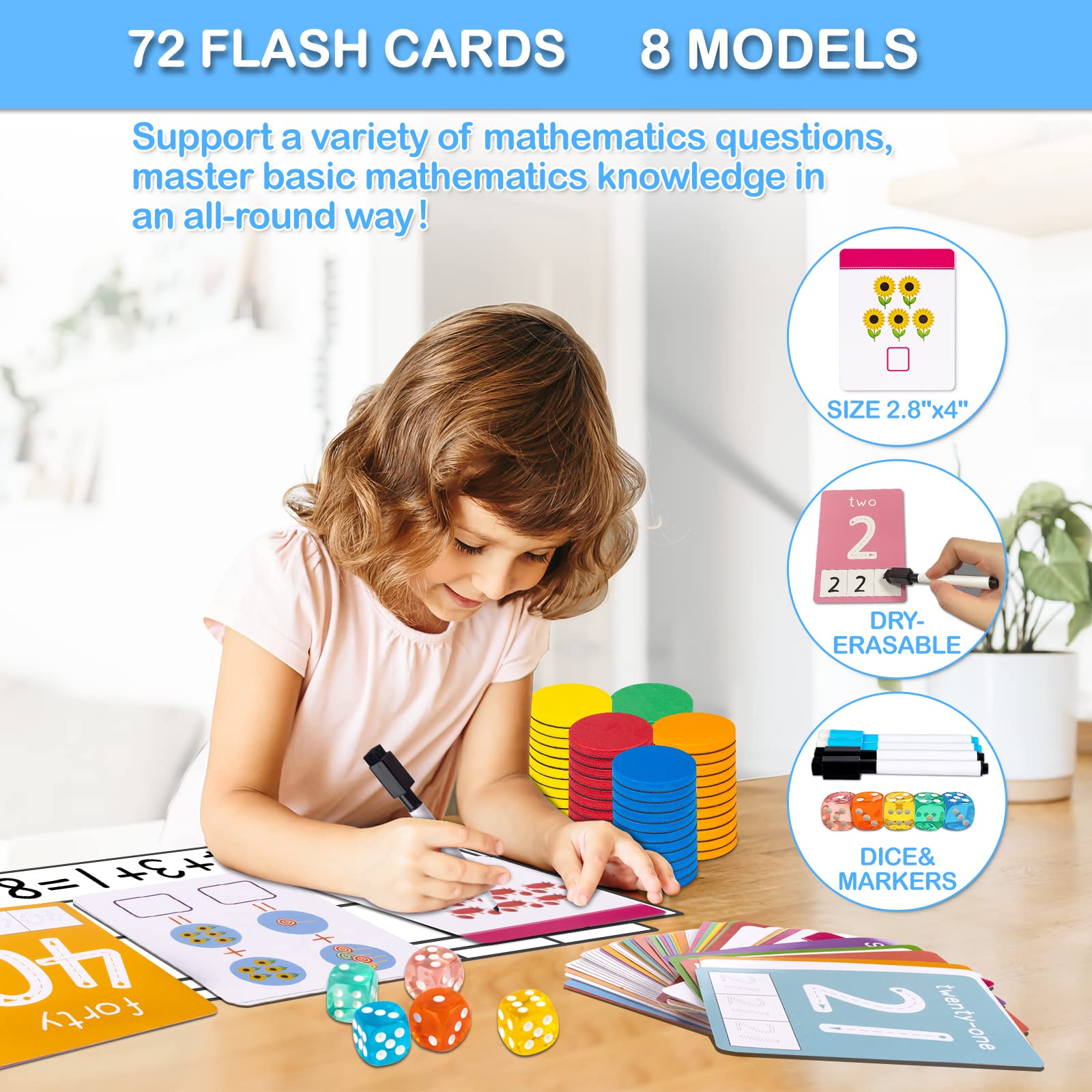 Amazon.com: Magnetic Ten-Frame Set Math Manipulatives 142pcs Kit, 5 Frames  + 55 Magnetic Math Counters + 5 Dice + 72 Math Flash Cards + 4 Markers,  Math Games for Home, Kindergarten Classroom, Teachers Elementary : Toys &  Games