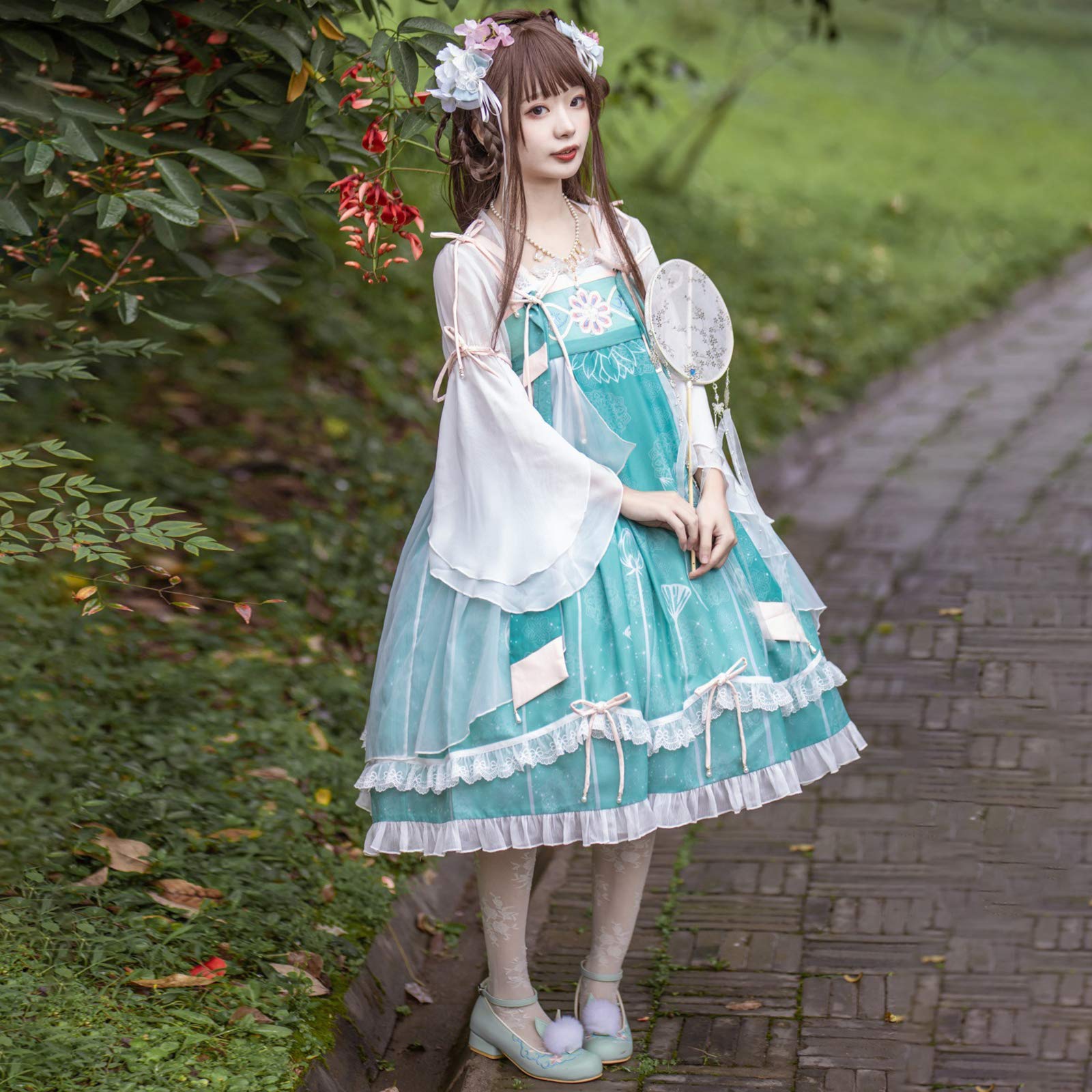 Amazon.co.jp: 中華風ガーターJSKロリータドレス日常服ゴスロリ