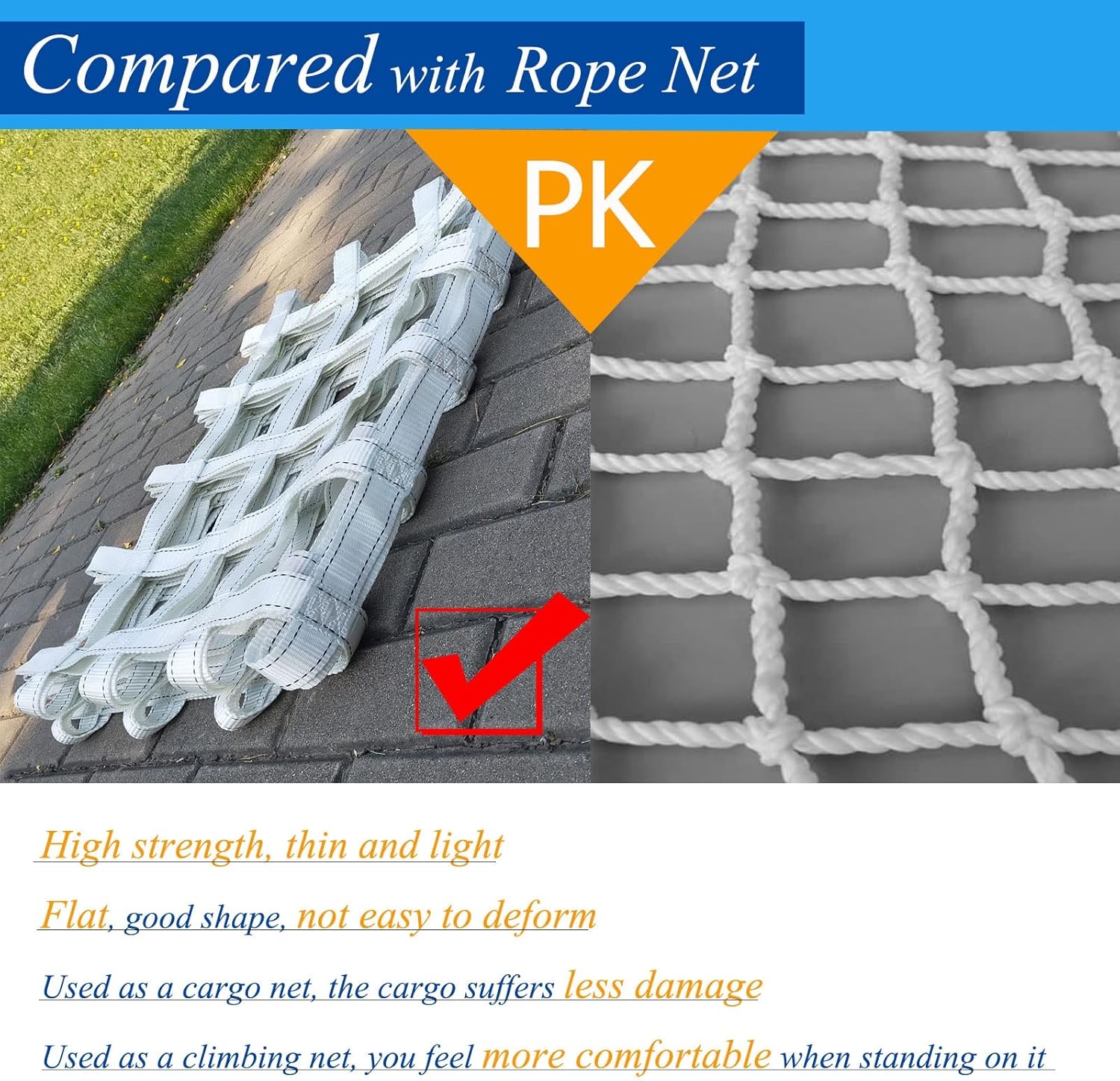 Playground Net,Climbing Cargo Net for Treehouse Adults Rope Ladder Kids Indoor Ninja Obstacle Course Jungle Gyms Net Webbing Netting,for Outdoor Backyard,Swing Set Attachment,White