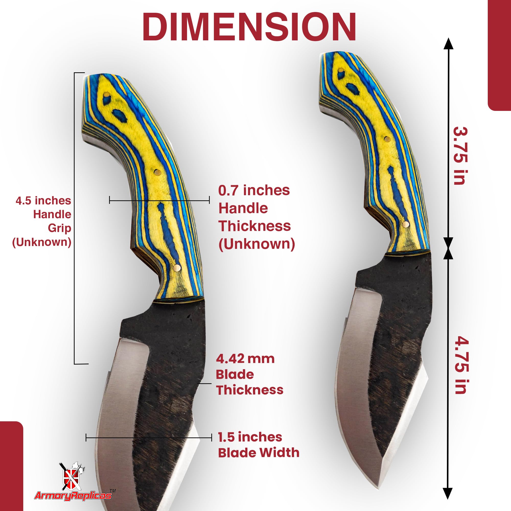 Armory Replicas™ Full Tang Universal Grip Hunting Hero Small Medium Game Hunting Knife Survival Game Knife Tactical Hunting Blade