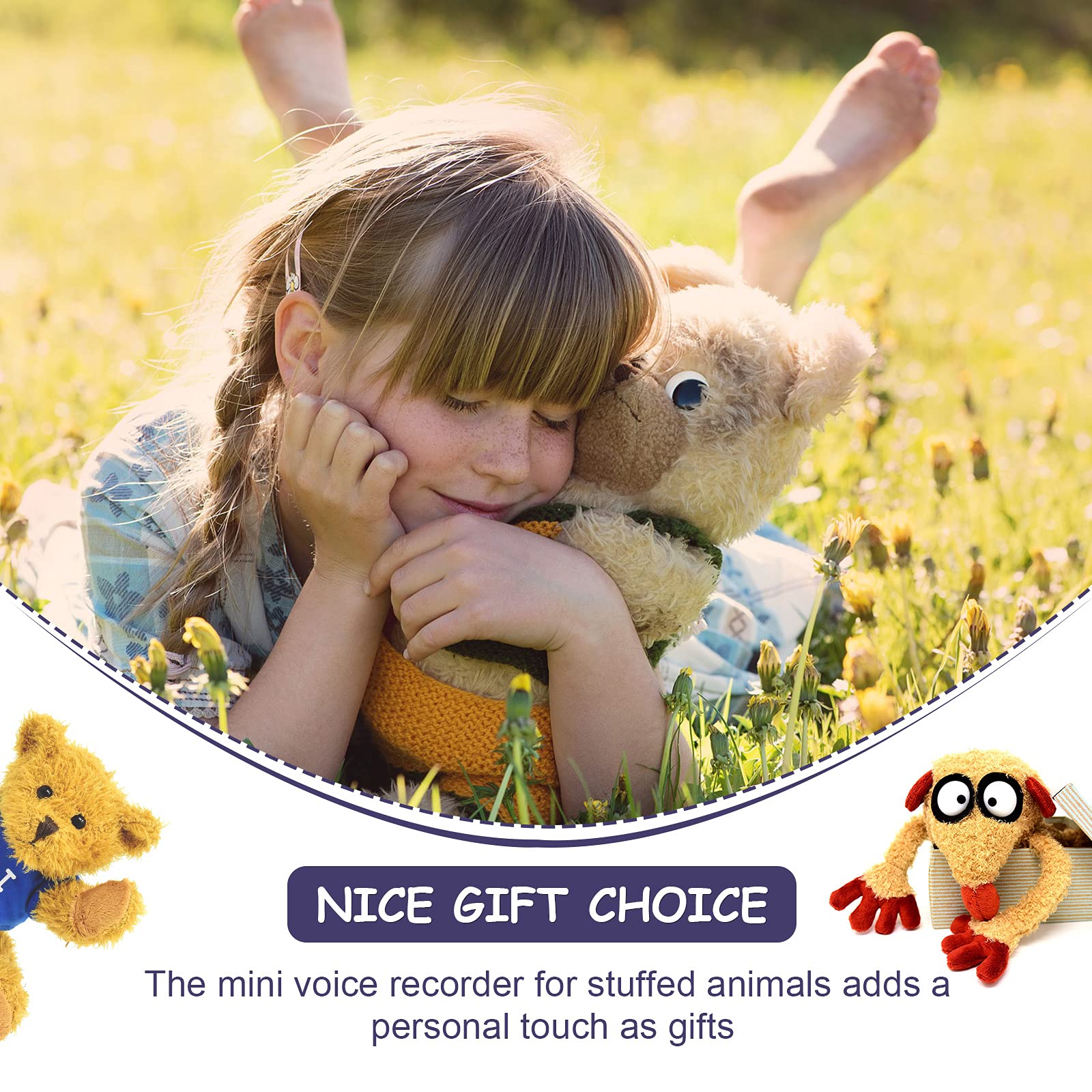 3 piezas de grabadora de voz para oso de peluche, mini dispositivo, juguete de mensaje de voz personalizado para muñecas, juguetes de peluche y almohadas (edición de los años 20) 7