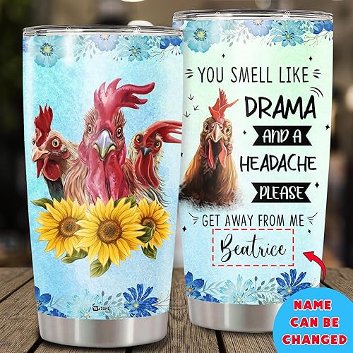 Vista 48 de WAZONE Vaso personalizado de flores de mariposa con tapa, acero inoxidable azul marino, 20 30 onzas, taza de café de viaje con aislamiento al vacío