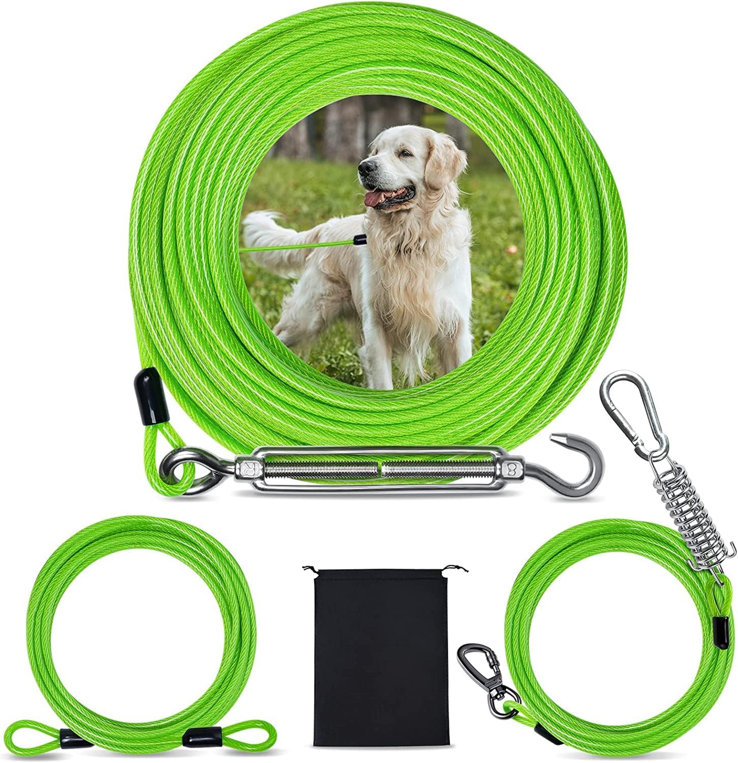 Fostanfly Heavy Duty Dog Tie Out Runner Cable 60ft Rust