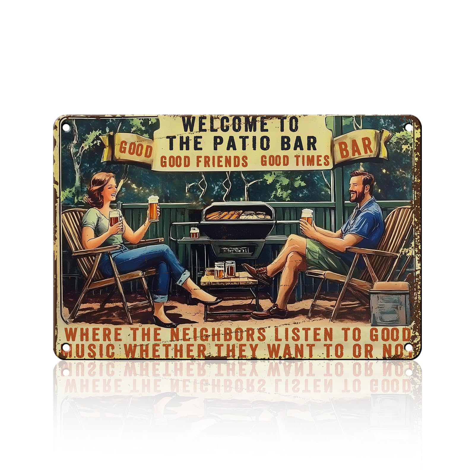 Anceky Welcome To The Patio Bar Metal Sign Retro Tin Sign Wall Decor for Farmhouse Kitchen Cafe Home Yard 12×16 Inch