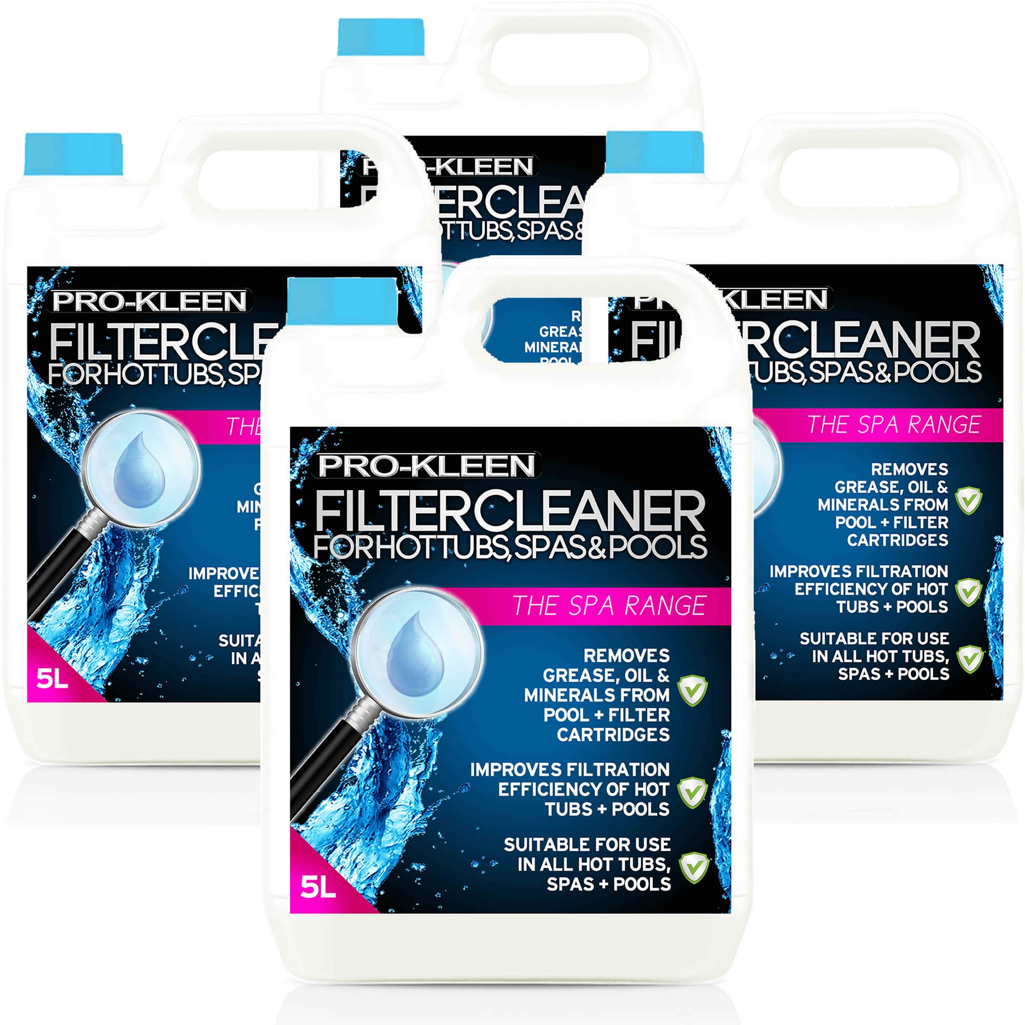 20L of Pro-Kleen Hot Tub, Pool & Spa Filter Cartridge Cleaner - 40 Treatments - Improves Efficiency of Filter - Suitable for Hot Tubs, Pools & Spas - Cleans & Removes Oils, Grease, Minerals