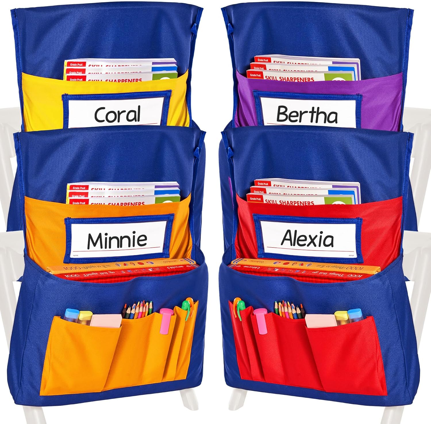 JoyCat 4 Pack Student Chair Pockets for Classrooms with