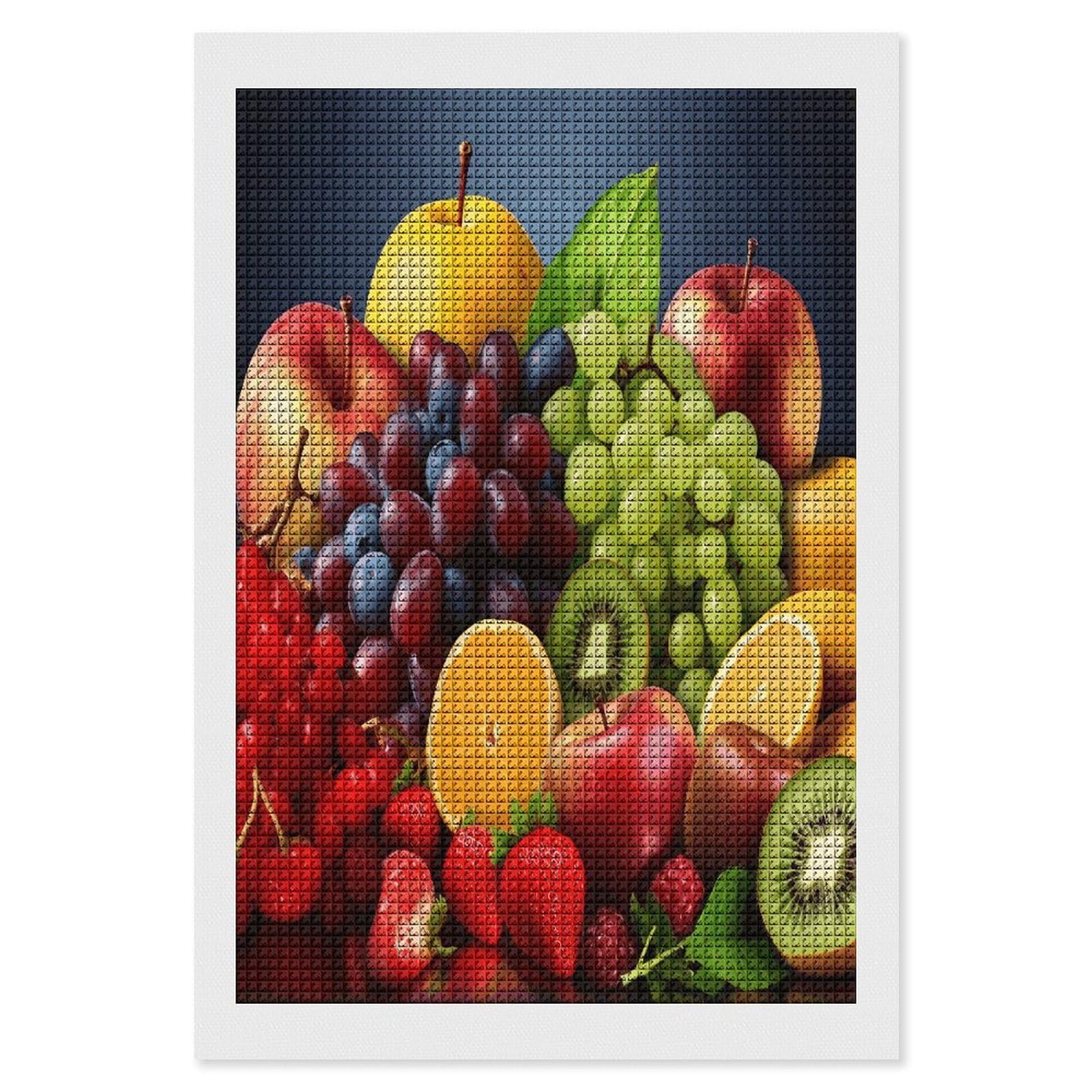 FodPand Fruits Diamond Painting Kit for Beginner Fun 5D DIY Crafts for Adults Diamond Art Kits Square Diamond Art Canvas Painting Gem Art Crafts for Home Wall Decor 8"x12"