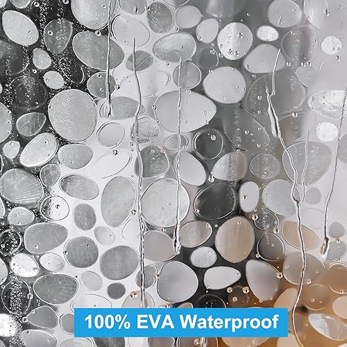 Miniatura 10 de UFRIDAY Cortina de ducha de 48 x 72 pulgadas, cortina de ducha transparente EVA tamaño estrecho cubo 3D con 2 imanes inferiores, resistente al agua