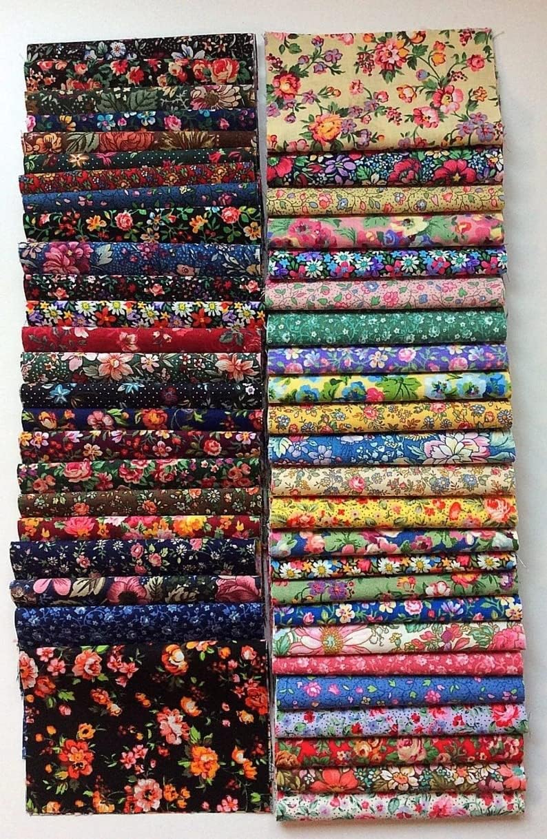 96 Pieces Cute Vintage Florals Shabby Chic pre Cut Charm 5" Square 100% Cotton Fabric Quilt