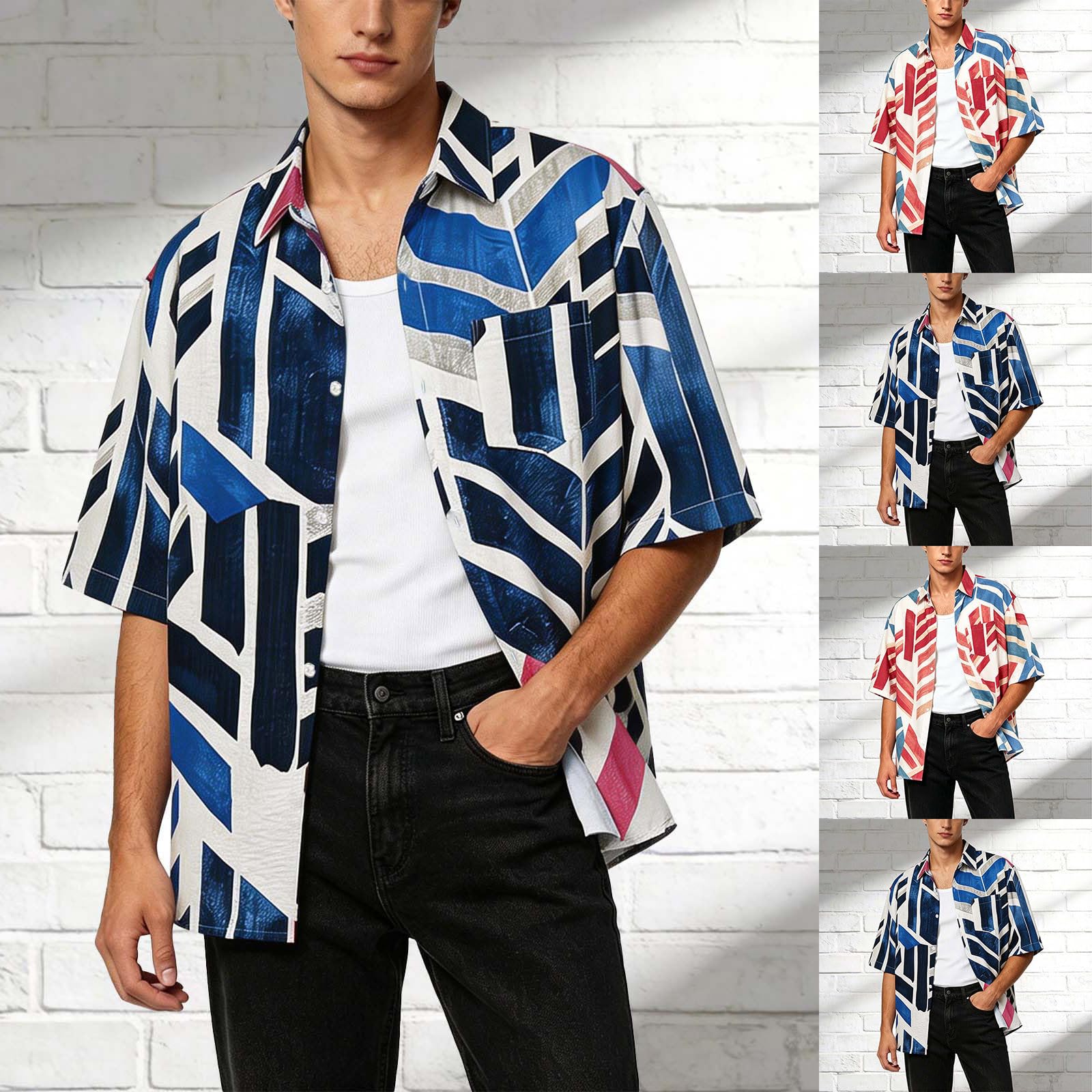 Camicia hawaiana da uomo a maniche corte, camicia hawaiana da uomo, con bottoni, estiva, con fiori, vestibilità regolare, maglietta da spiaggia, per vacanze, camicia hawaiana, traspirante, per il